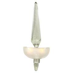 Modernist Murano Pearlescent Glass w/ 24K White Gold Obelisk Sconce