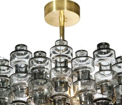 Modernist Murano Smoked Grey Manubri Glass Chandelier. Italy, 21st Century.