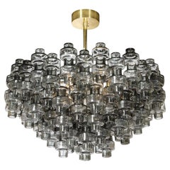 Modernist Murano Smoked Grey Manubri Glass Chandelier. Italy, 21st Century.