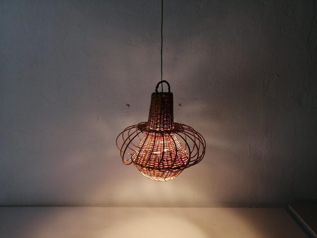 Modernist Natural Wicker Pendant Lamp, 1960s Germany 5