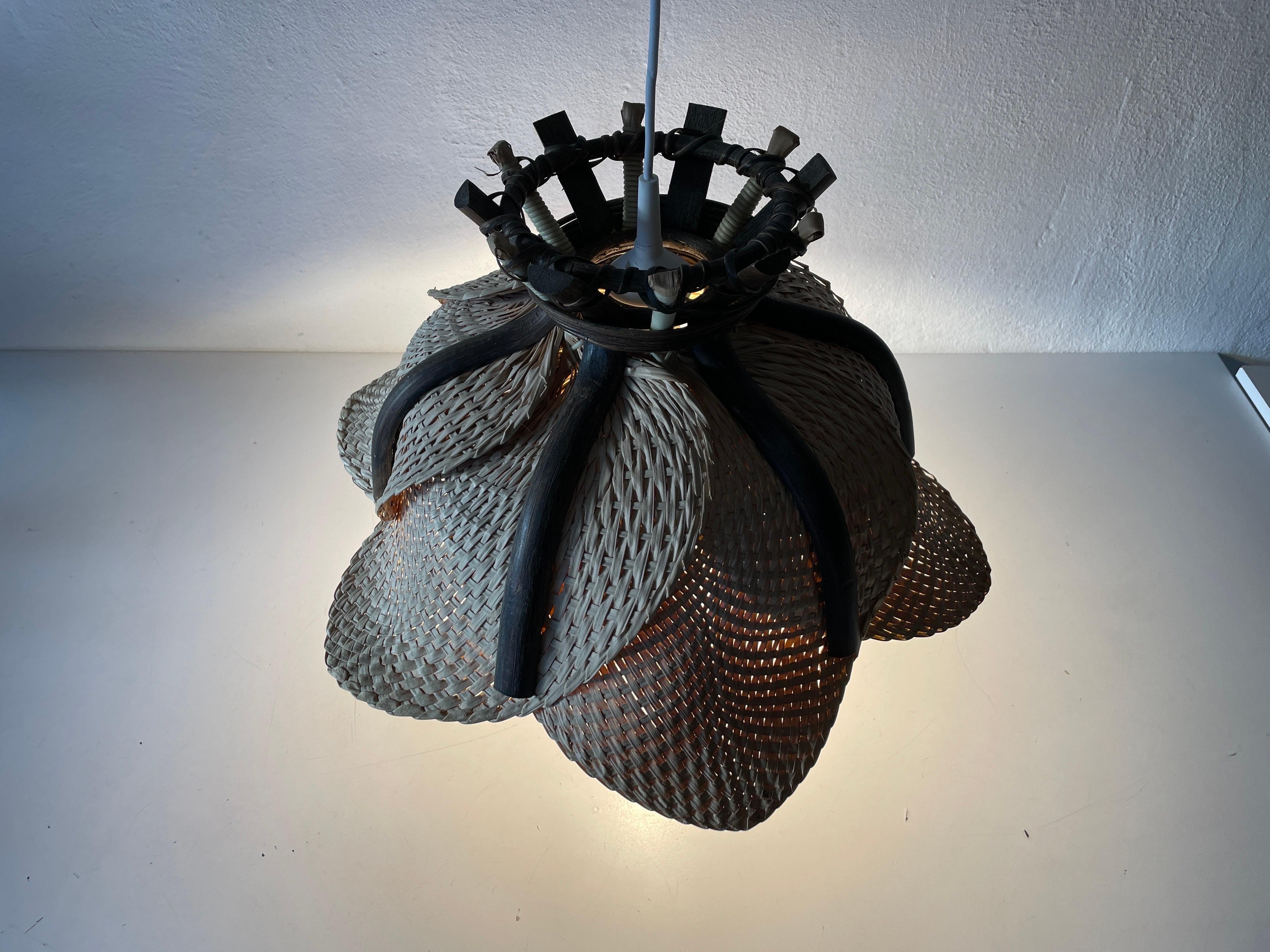 Modernist Natural Wicker Pendant Lamp, 1960s Germany For Sale 7