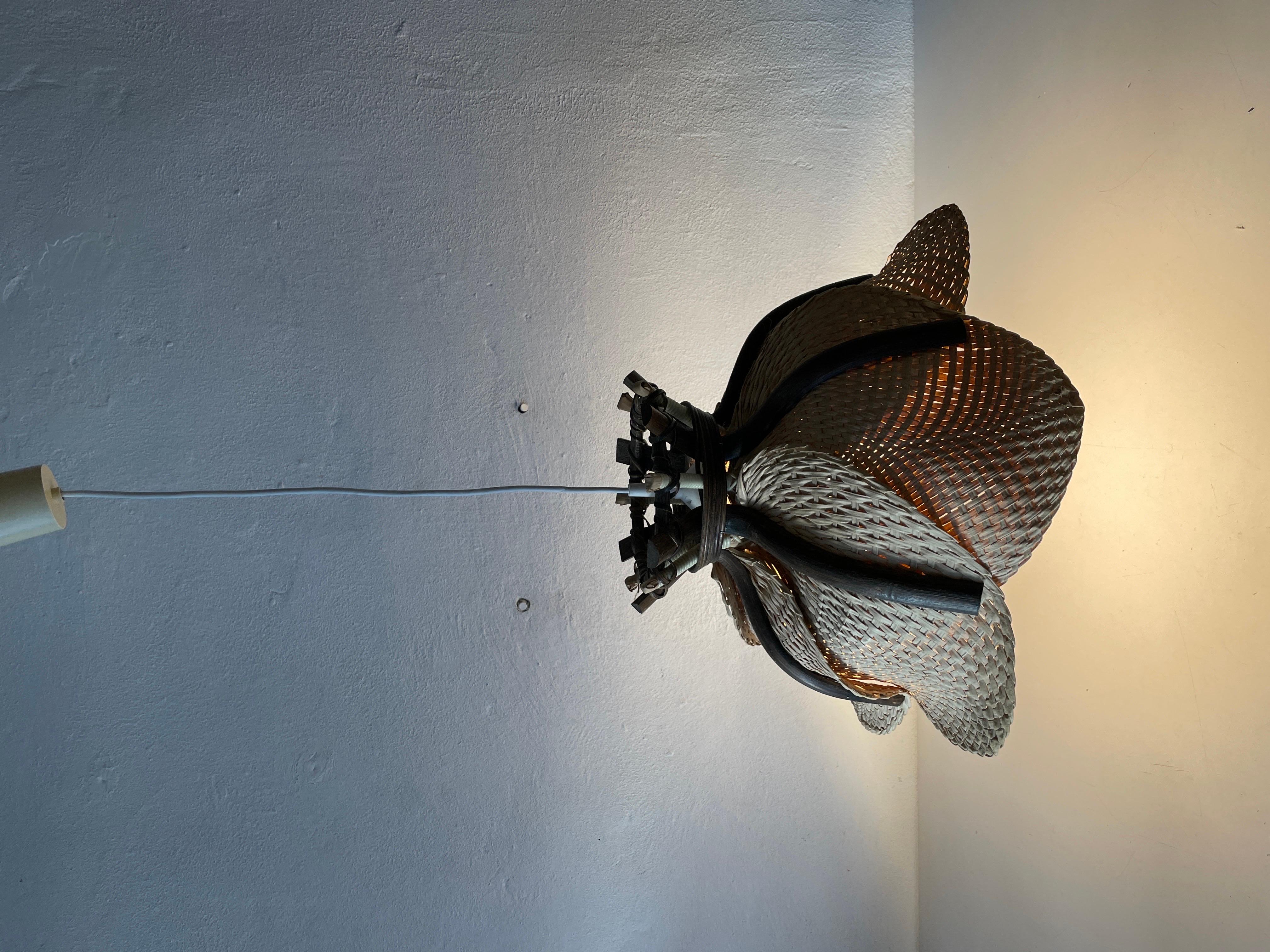 Modernist Natural Wicker Pendant Lamp, 1960s Germany For Sale 8