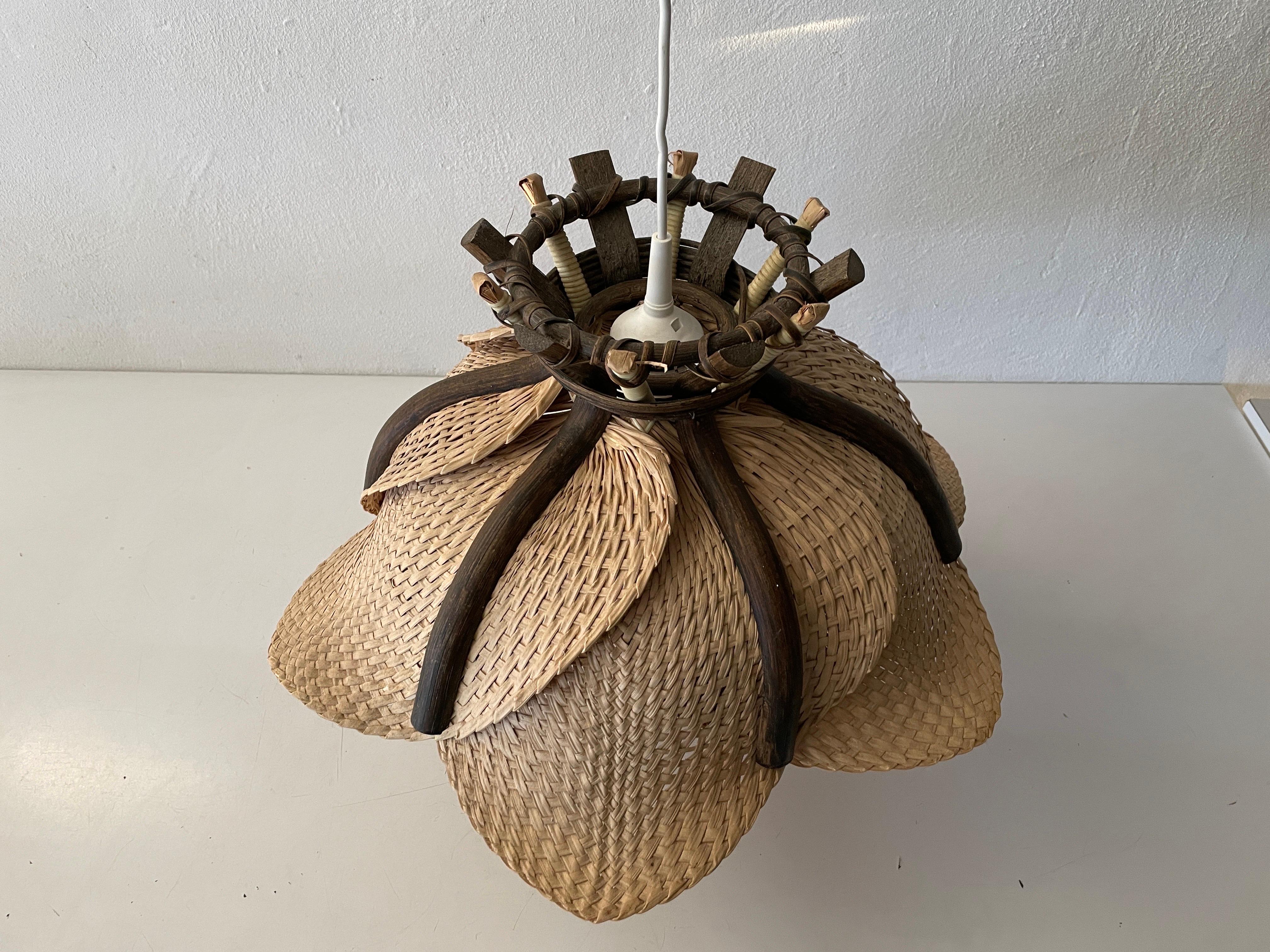 Mid-Century Modern Modernist Natural Wicker Pendant Lamp, 1960s Germany For Sale