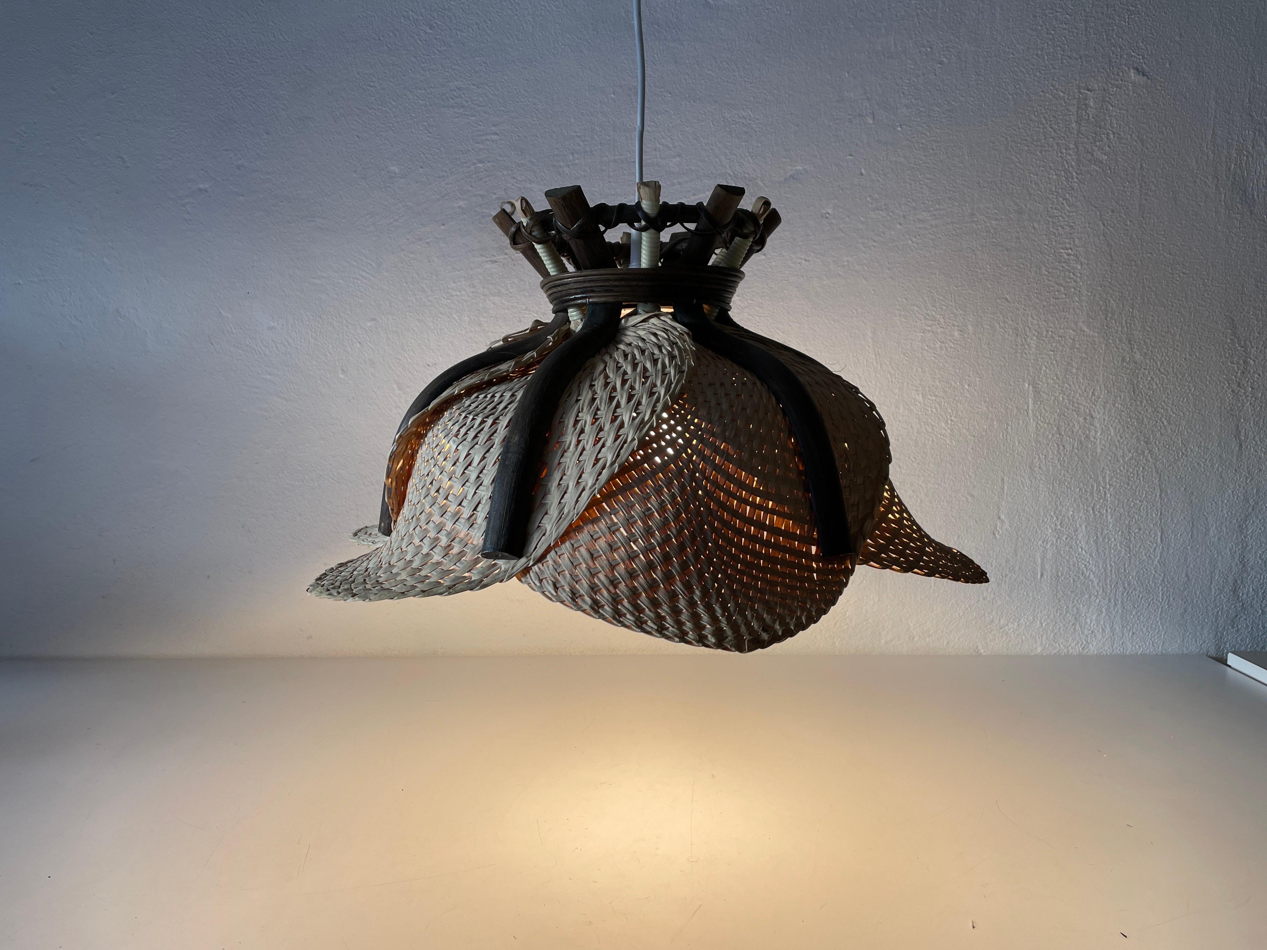 Modernist Natural Wicker Pendant Lamp, 1960s Germany For Sale 4