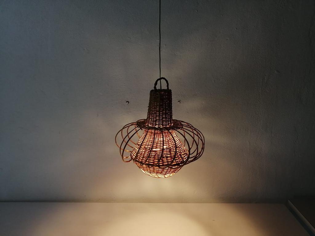 Modernist Natural Wicker Pendant Lamp, 1960s Germany 4