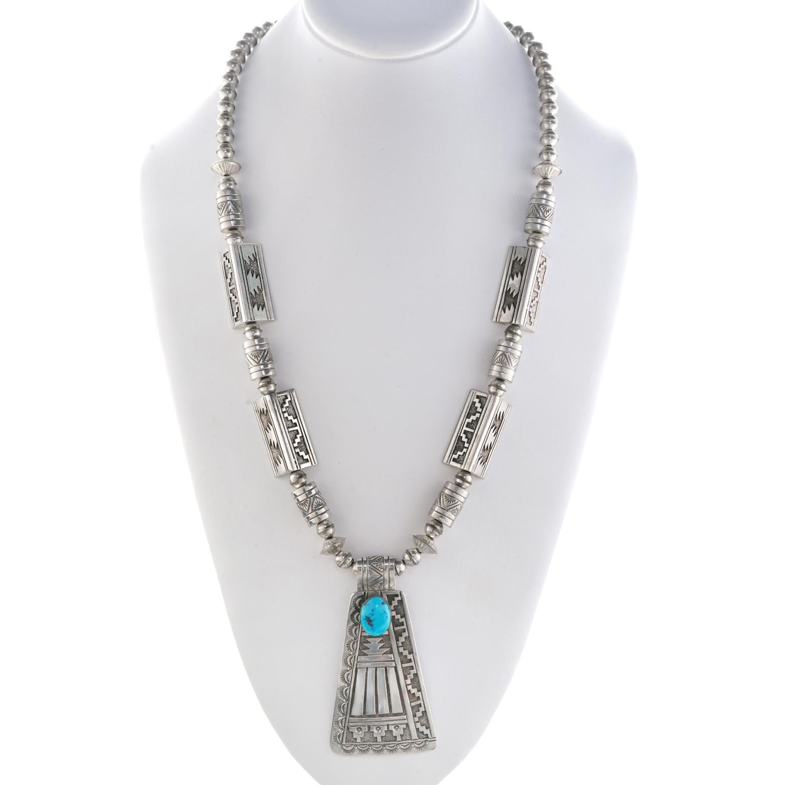 Native American Modernist Navajo Necklace Sterling
