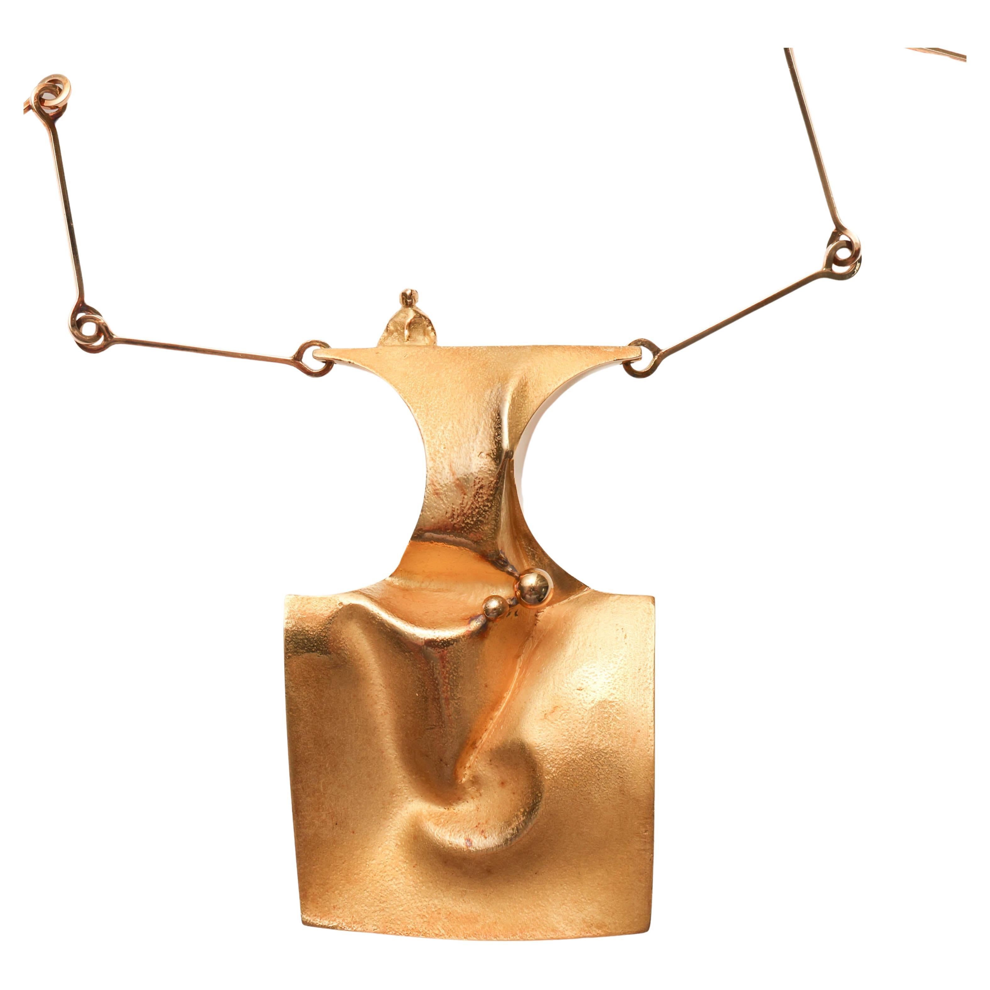 Modernist Necklace 18K Midcentury Studio Piece Arte Suizo Caracas  For Sale