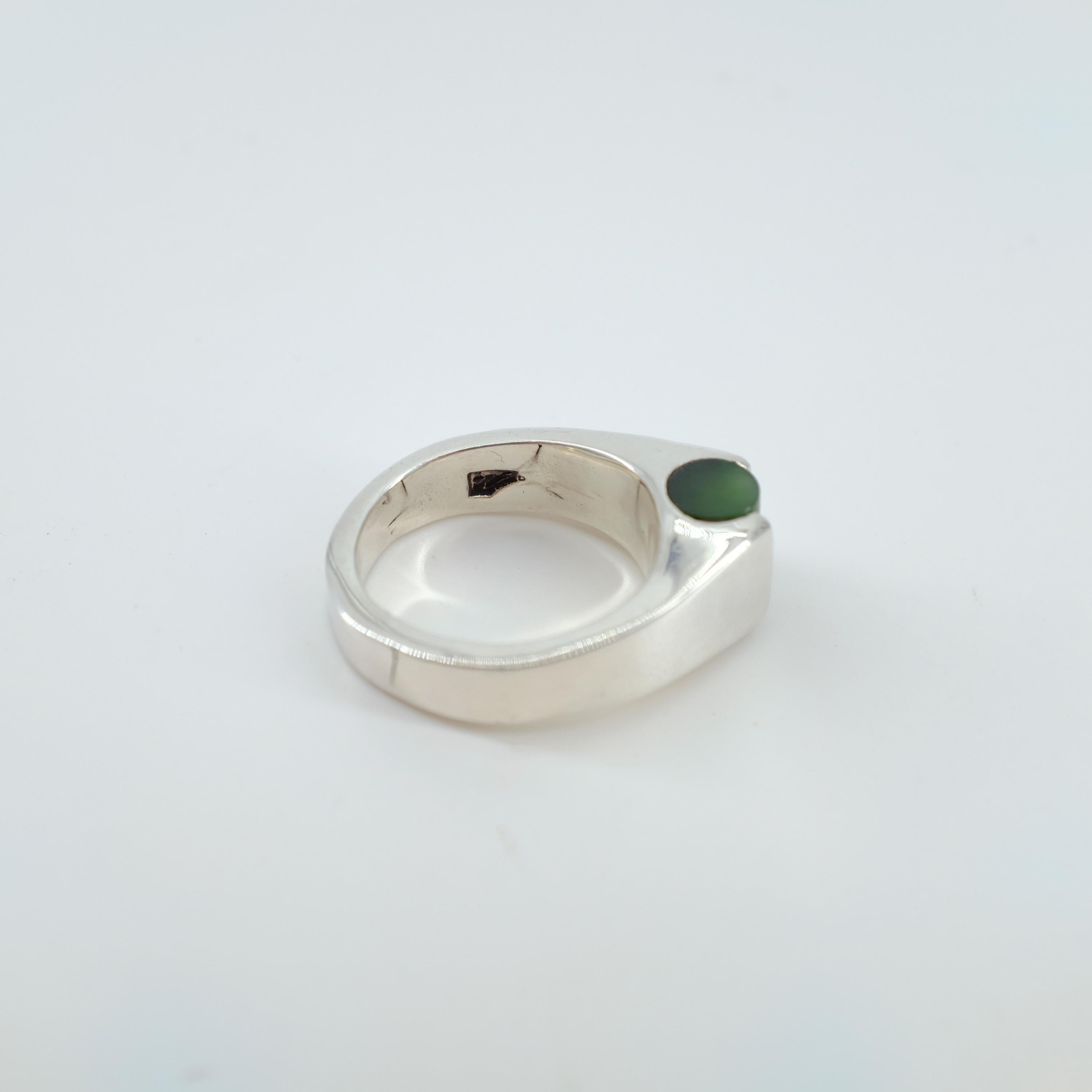 silver and jade ring