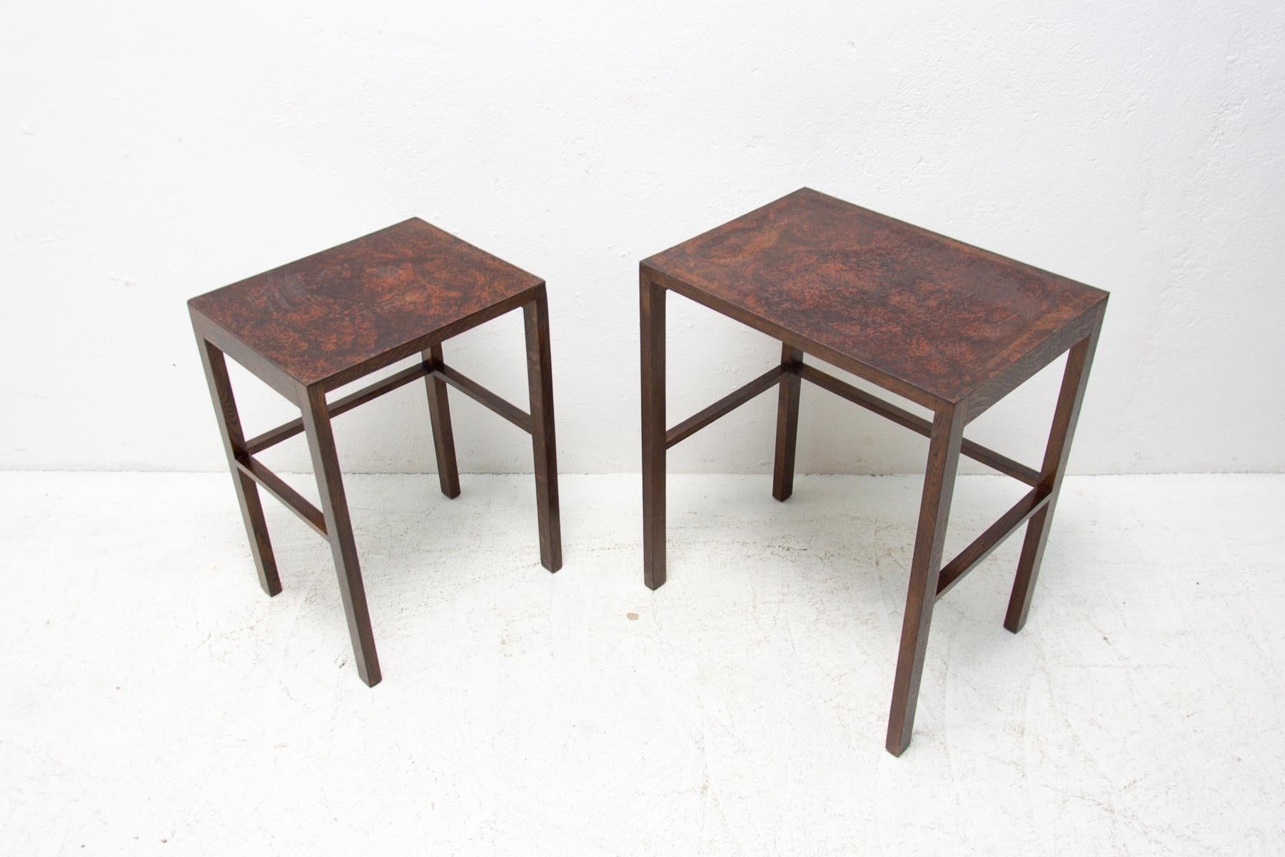 Mid-Century Modern Modernist Nesting Tables H-50 Designed by Jindrich Halabala, Set of 2