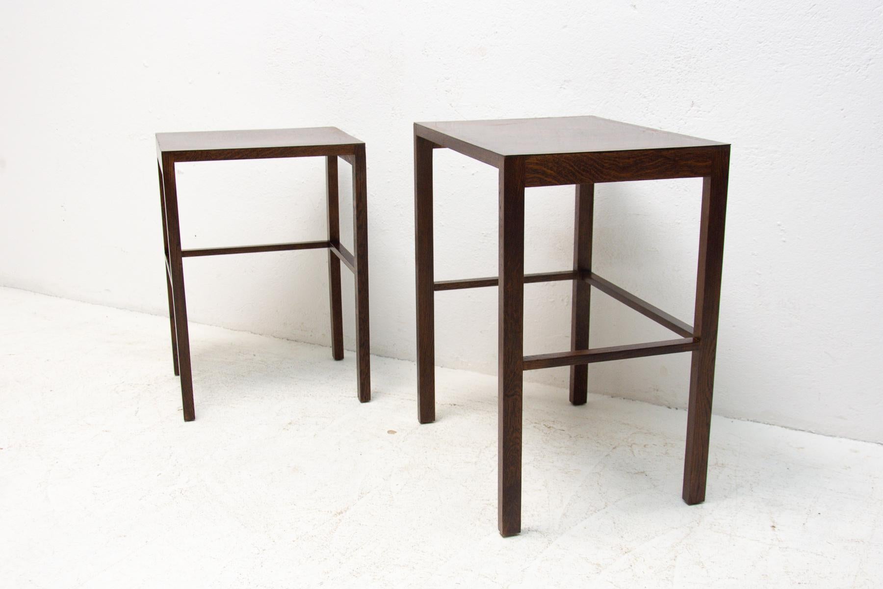 Stained Modernist Nesting Tables H-50 Designed by Jindrich Halabala, Set of 2