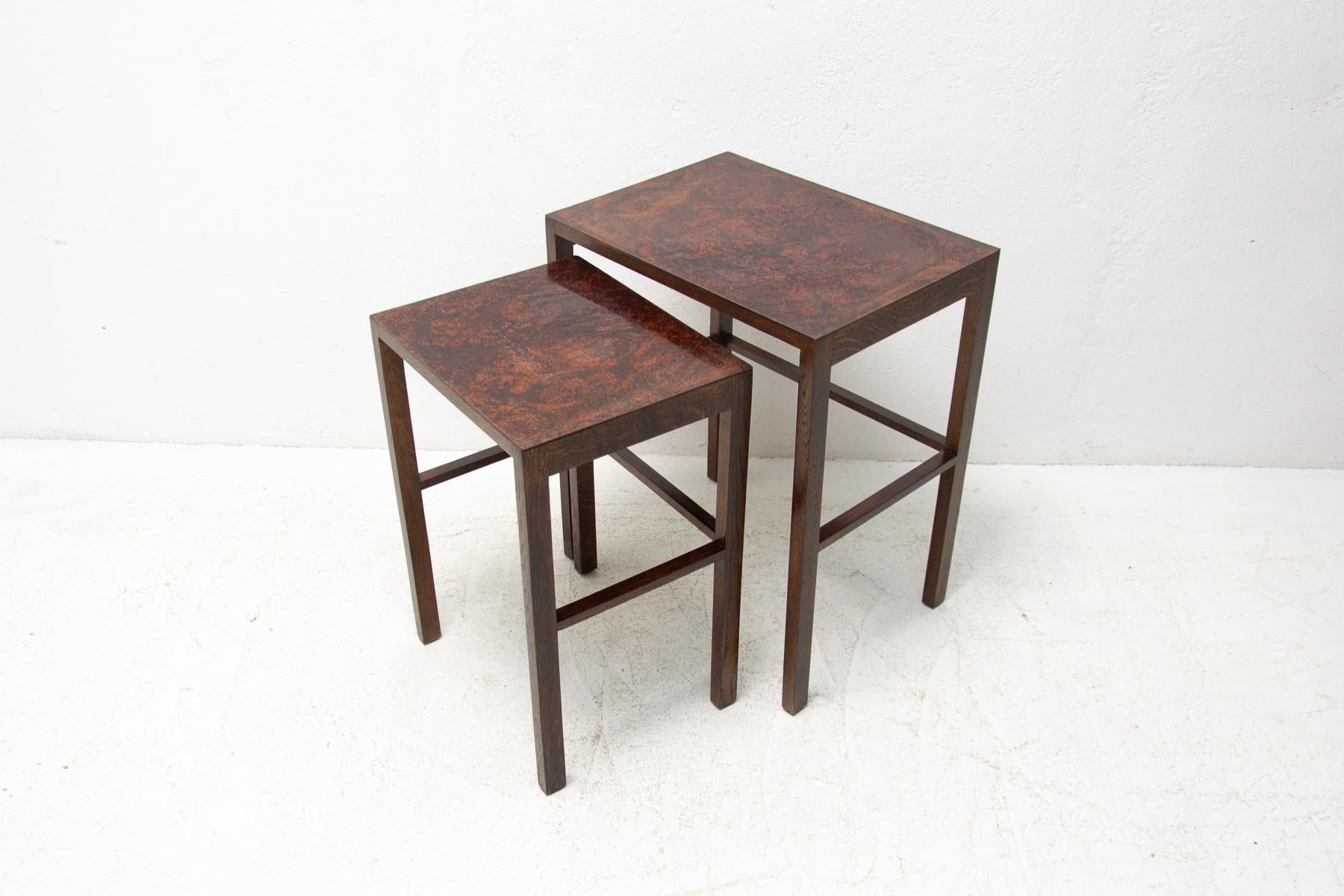 20th Century Modernist Nesting Tables H-50 Designed by Jindrich Halabala, Set of 2