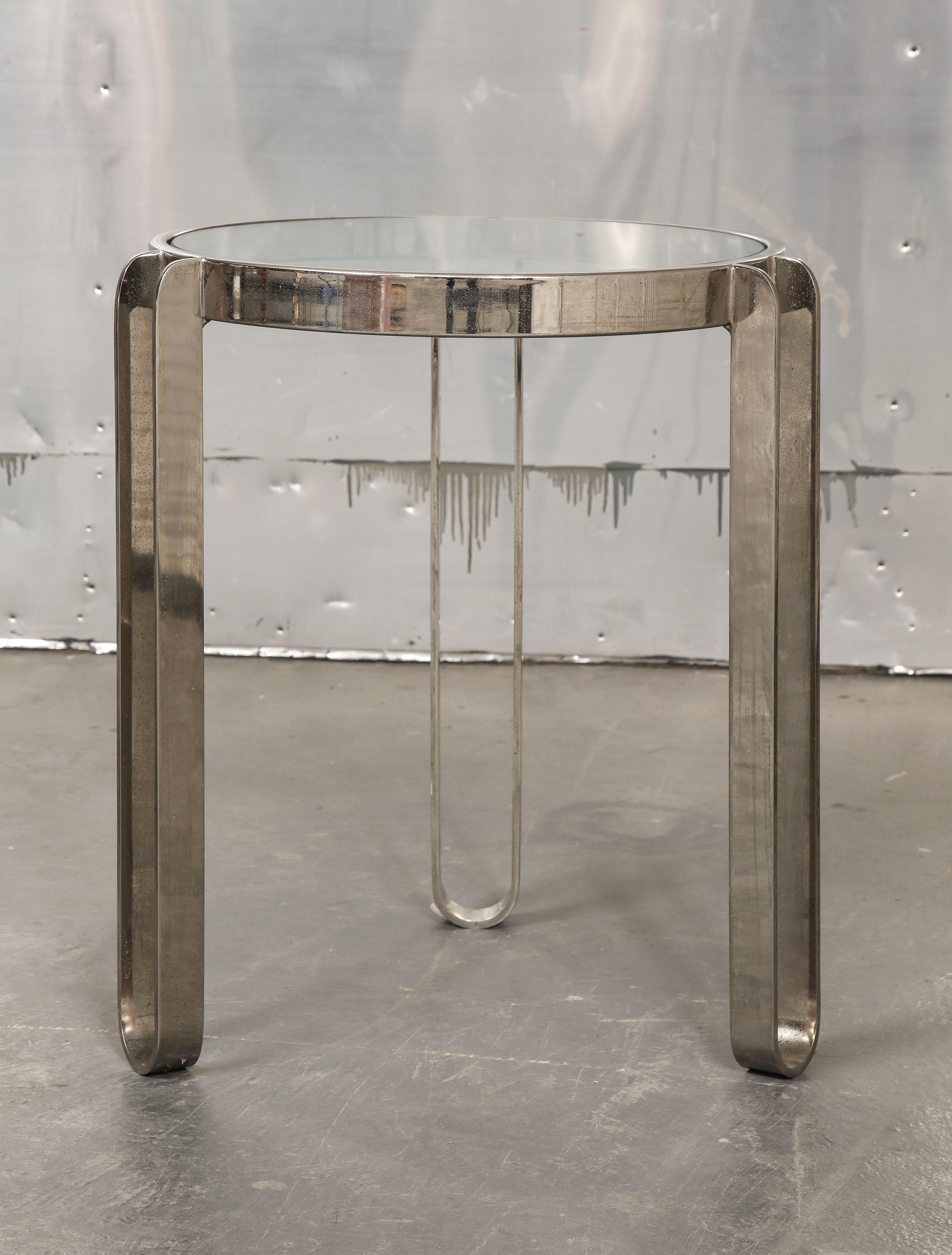 Modernist Nickel and Glass Table In Good Condition In New York, NY