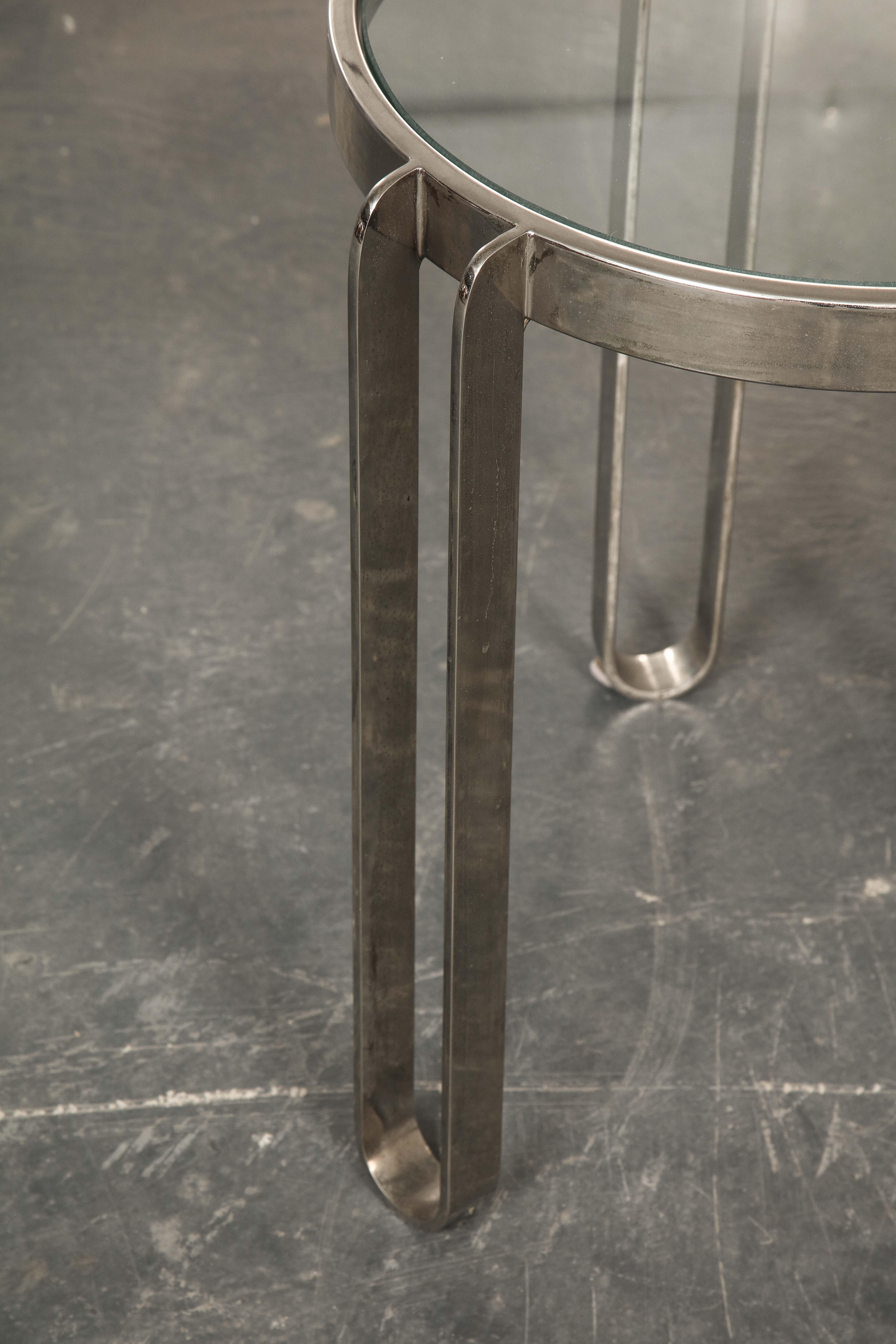 Mid-20th Century Modernist Nickel and Glass Table