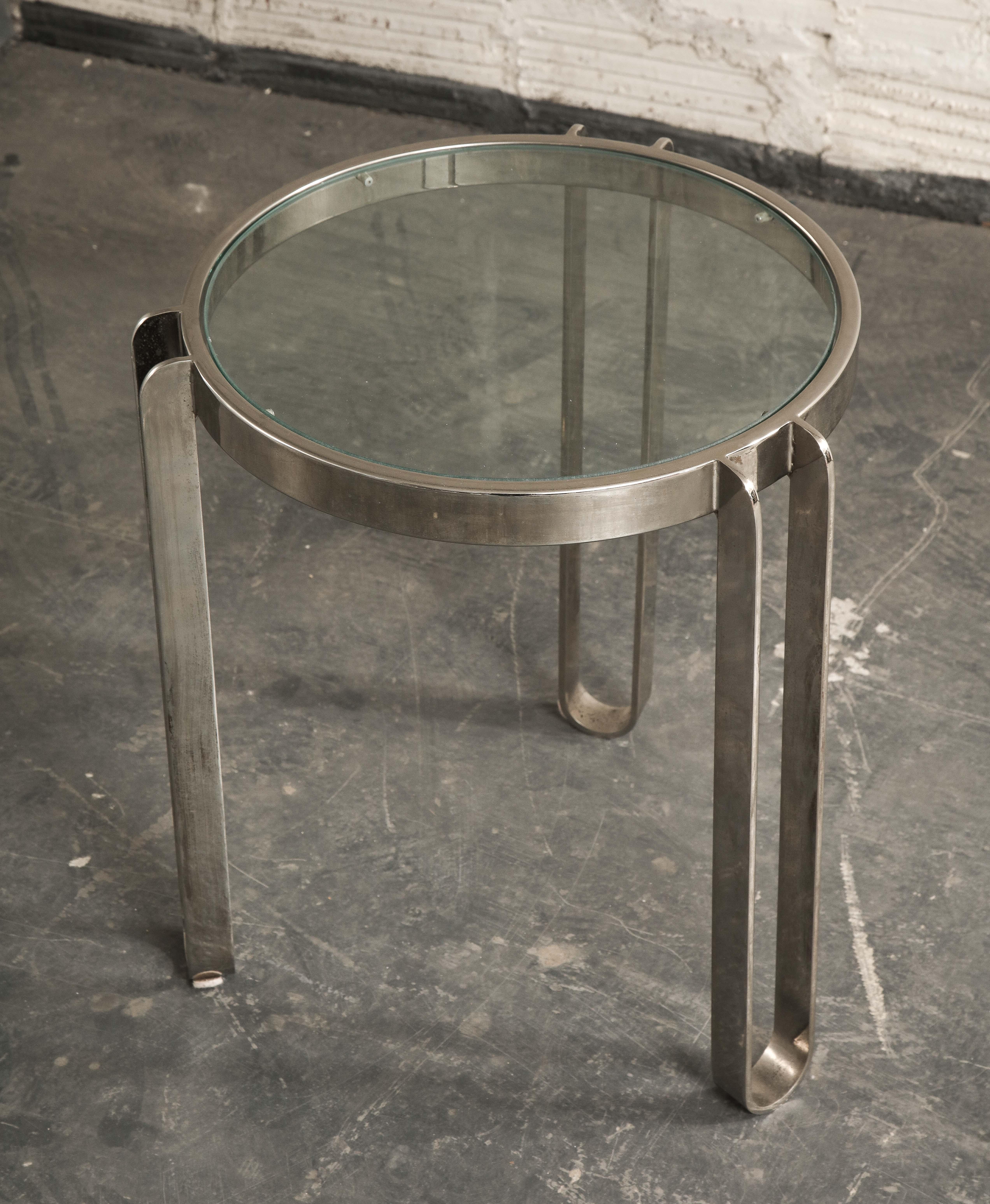 Modernist Nickel and Glass Table 1