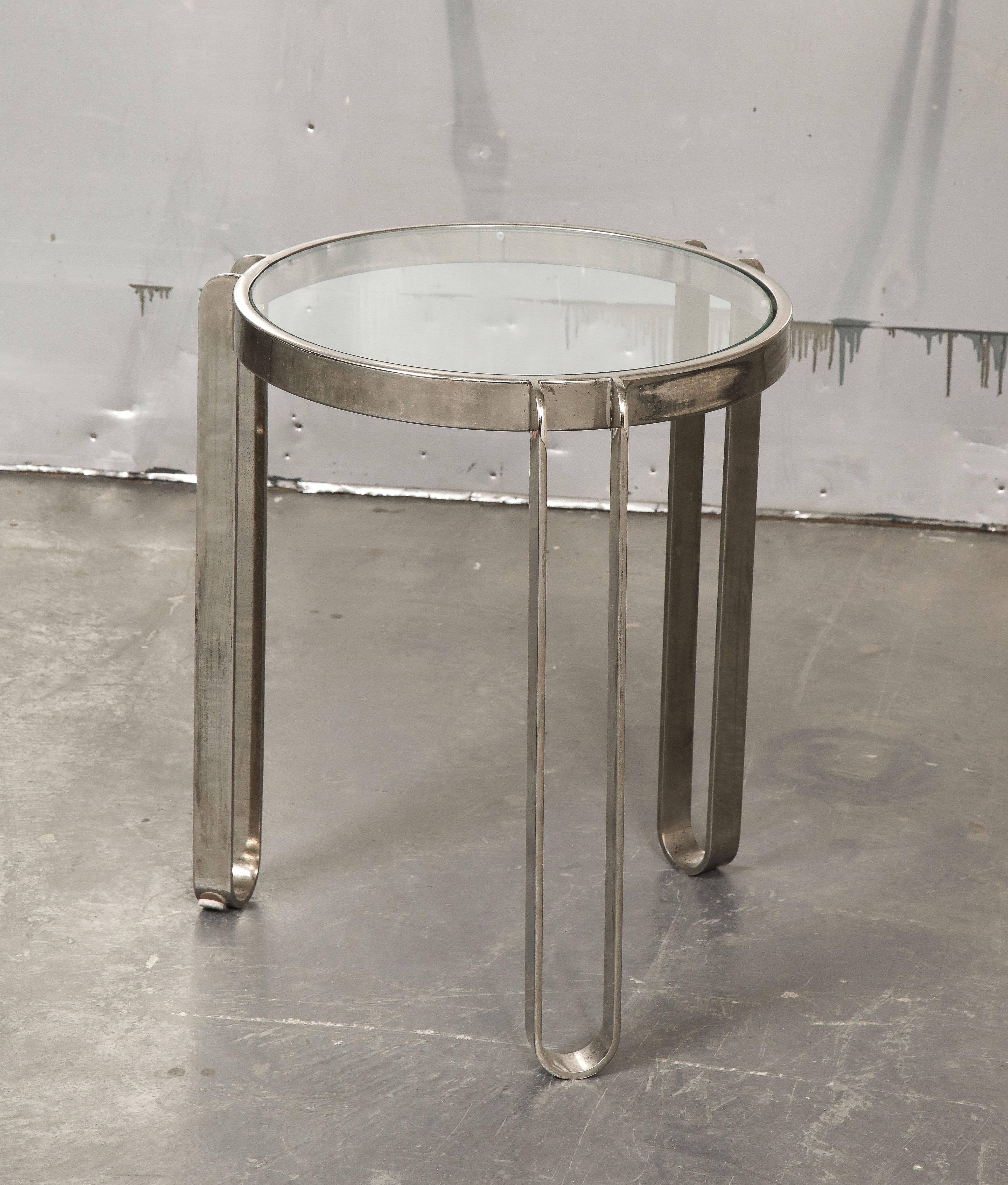 Modernist Nickel and Glass Table 2