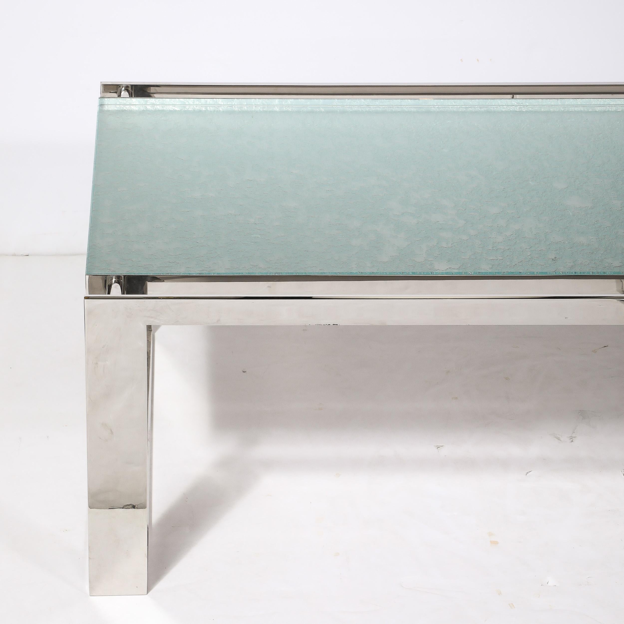 Modernist Nickel  and Lucite Glacial Cocktail Table by Lorin Marsh In Excellent Condition For Sale In New York, NY