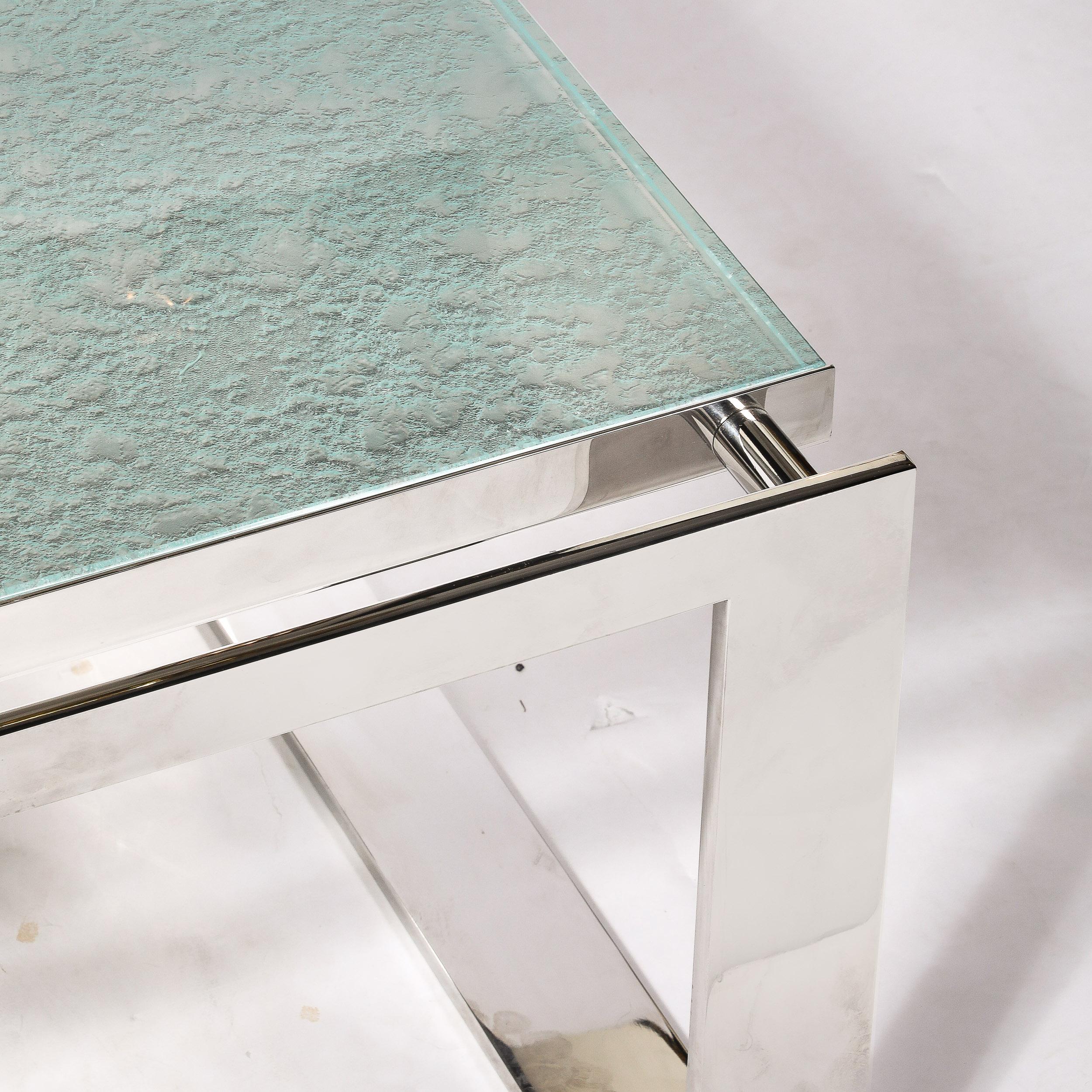 20th Century Modernist Nickel  and Lucite Glacial Cocktail Table by Lorin Marsh For Sale