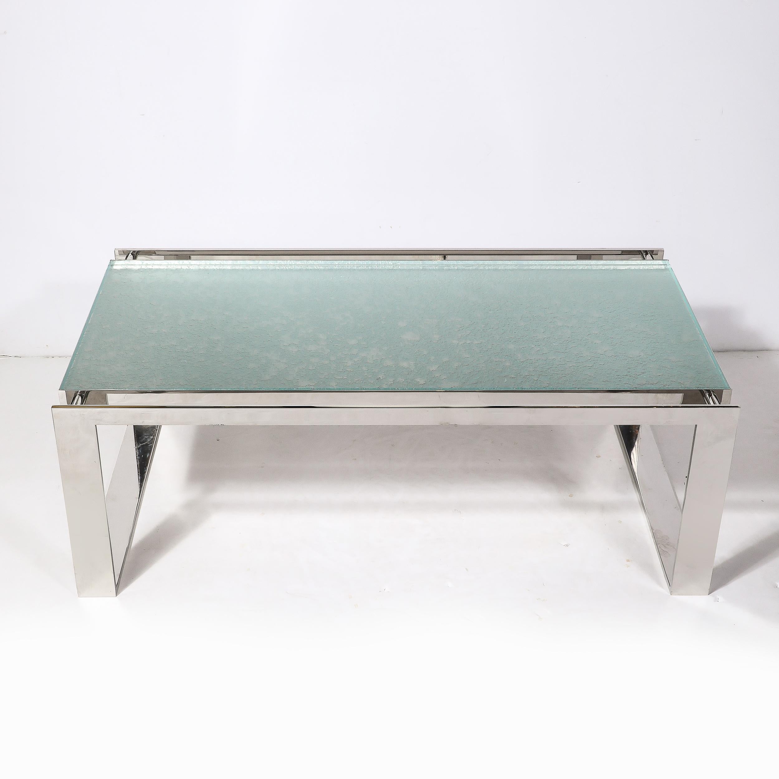 Modernist Nickel  and Lucite Glacial Cocktail Table by Lorin Marsh For Sale 1