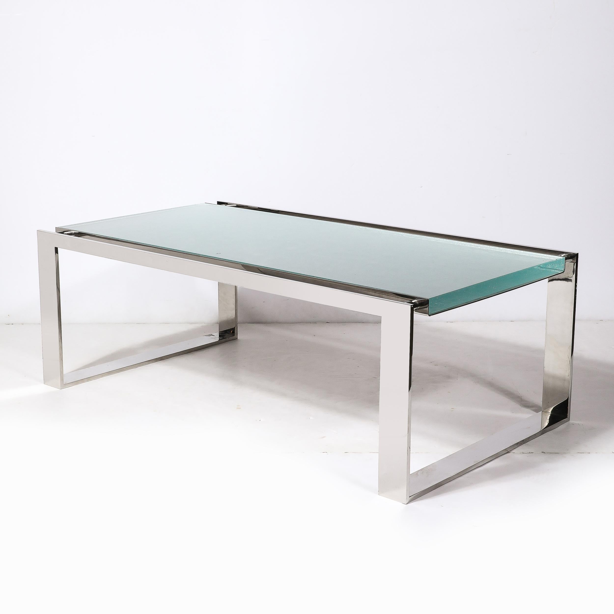 Modernist Nickel  and Lucite Glacial Cocktail Table by Lorin Marsh For Sale 3