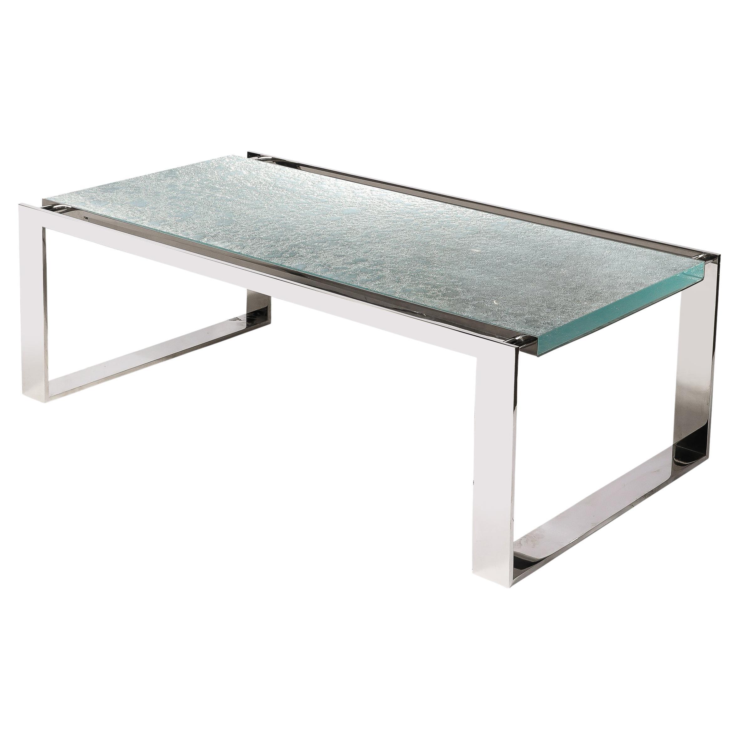 Modernist Nickel  and Lucite Glacial Cocktail Table by Lorin Marsh For Sale