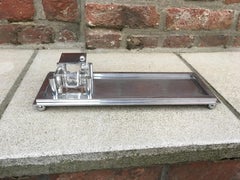 Modernist Nickel Bronze Art Deco Inkwell, Attributed to Jacques Adnet