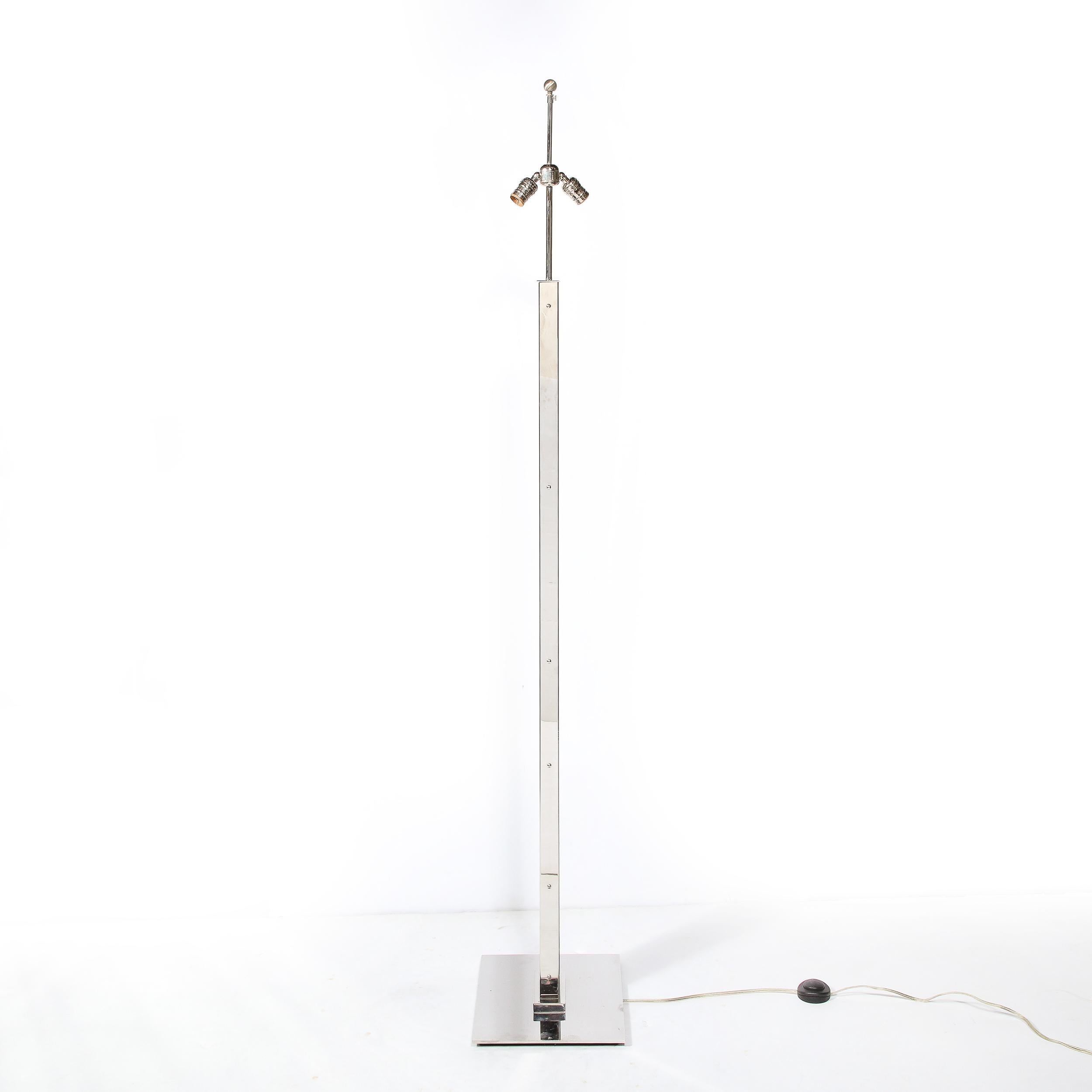 Modernist Nickel Floor Lamp with Stacked Oxblood, Umber, and Smoked Glass Body 9