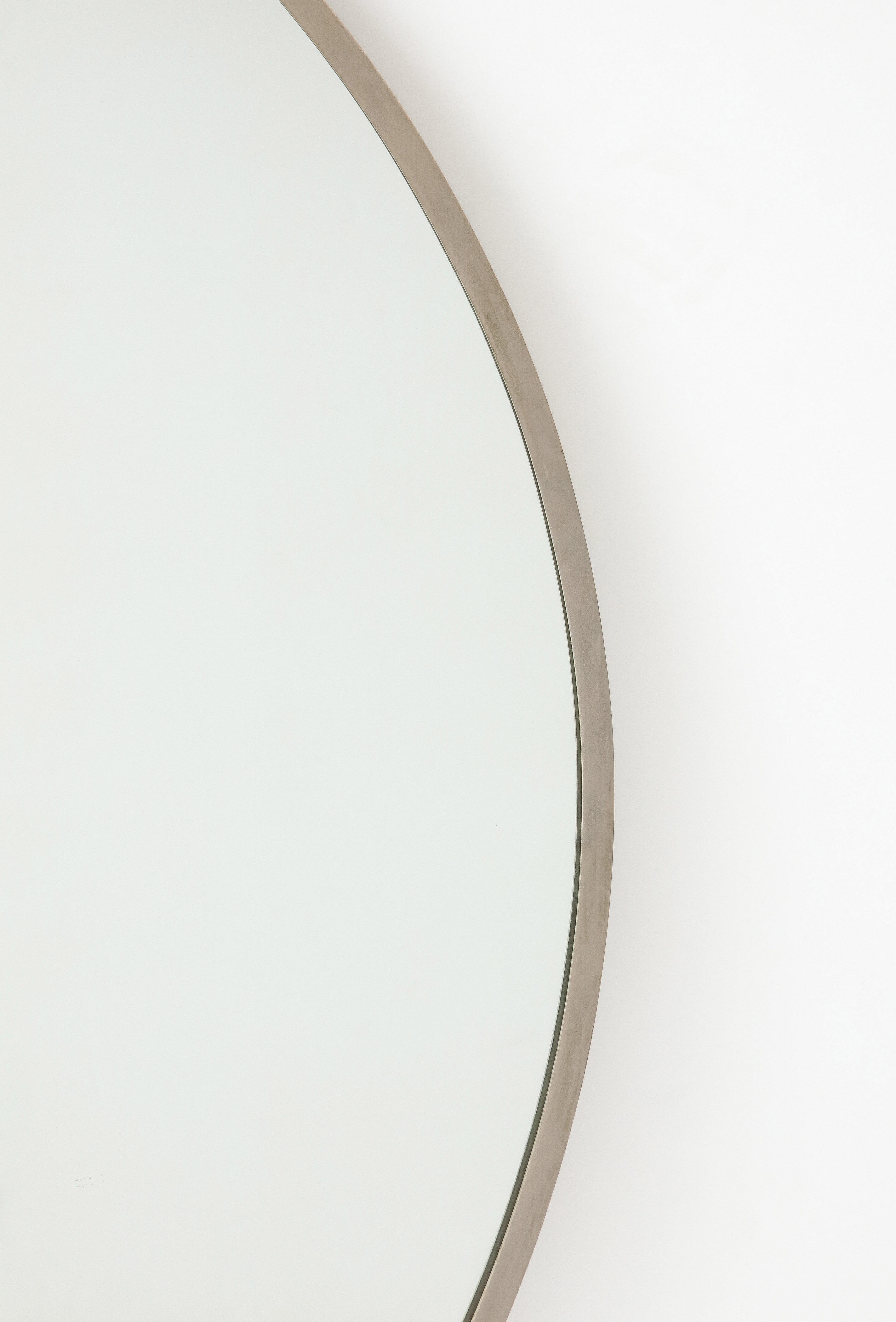 Italian Modernist Nickel Framed Mirror, Italy, circa 1950 For Sale