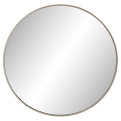 Modernist Nickel Framed Mirror, Italy, circa 1950