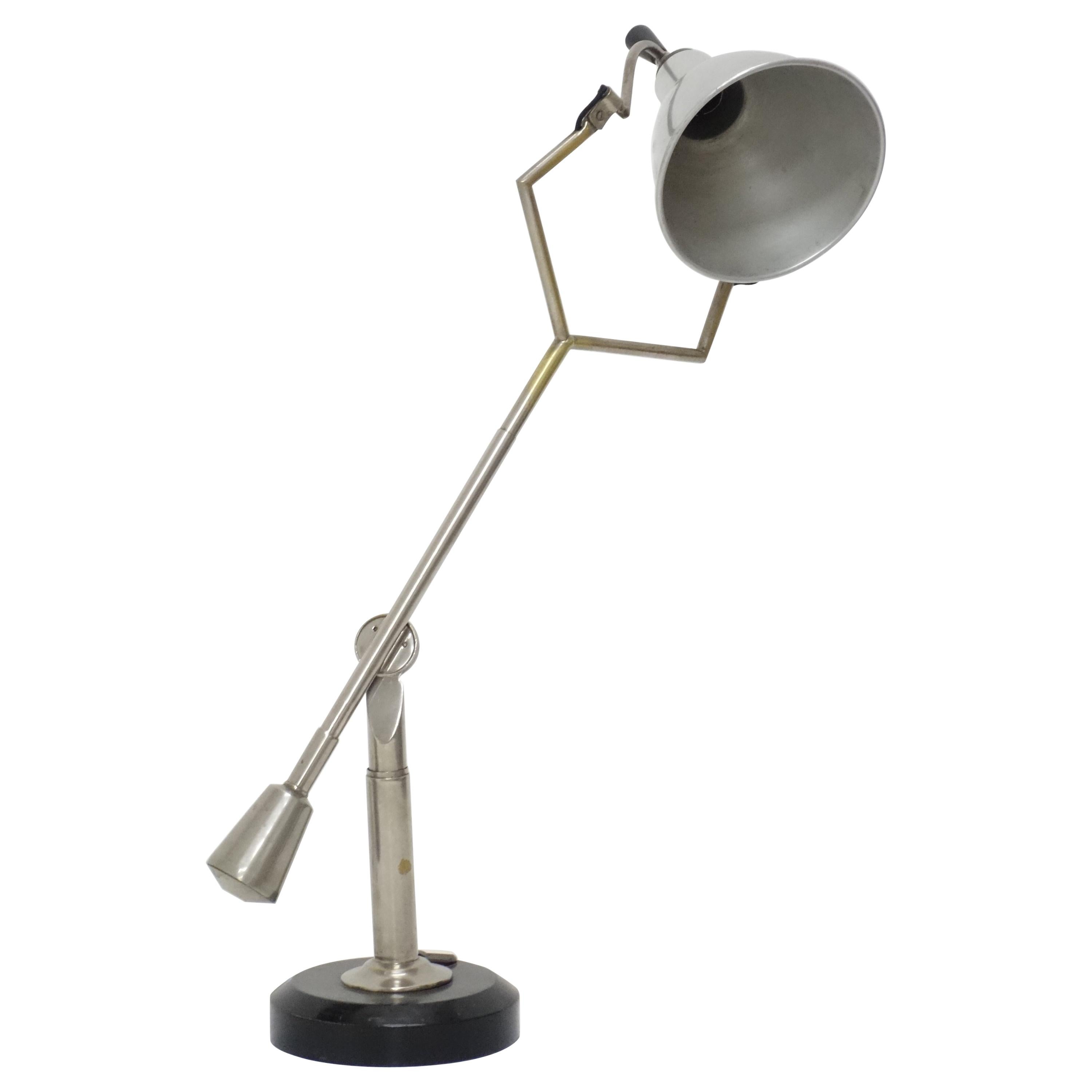 Modernist Nickel-Plated Counterbalance Lamp by Eduard-Wilfrid Buquet, circa 1925 For Sale