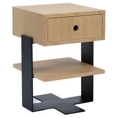 Modernist Night Stand in Oak and black steel Modernist Night Stand in Oak and black steel