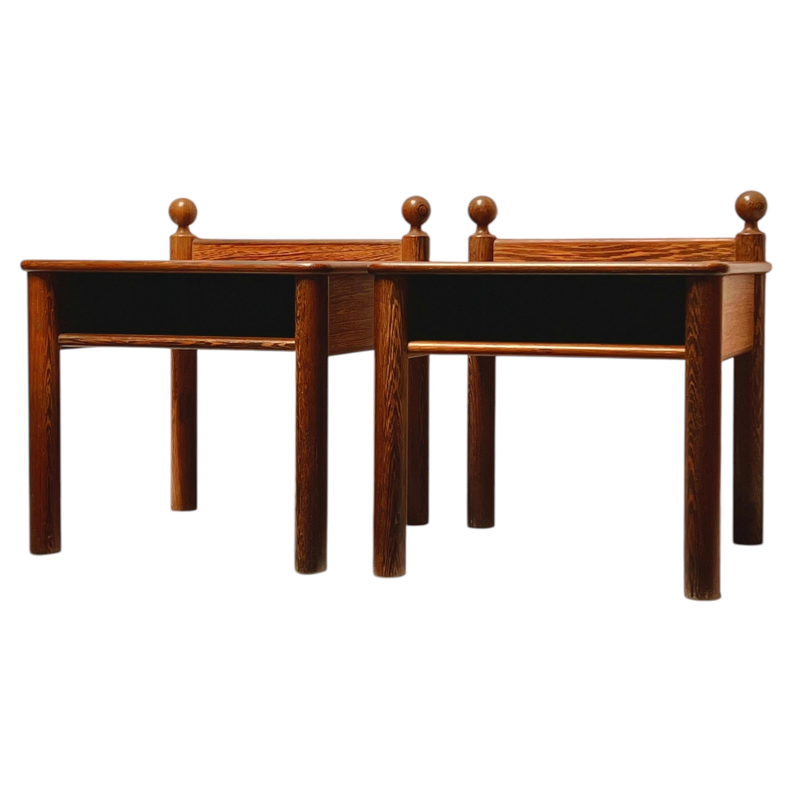 Modernist nightstands in massive wood 1960s Denmark great shape For Sale