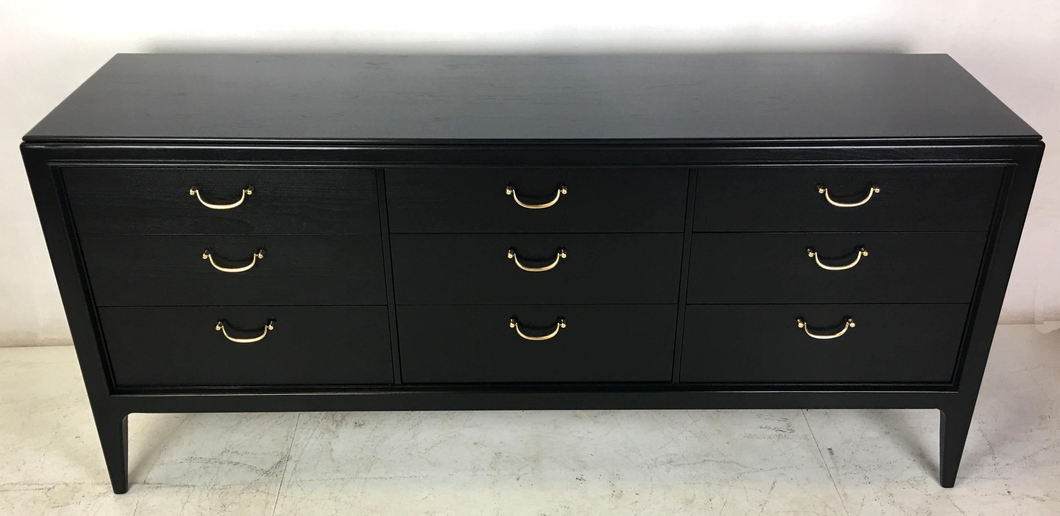 American NeoClassical Modern Nine-Drawer Ebonized Walnut Dresser 