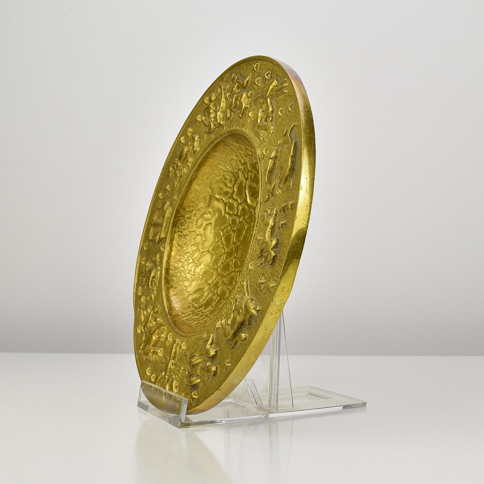 Mid-Century moderno Ciotola Zodiac in bronzo danese Nordisk Malm Modernist Keep All Vide Poche 1940s in vendita