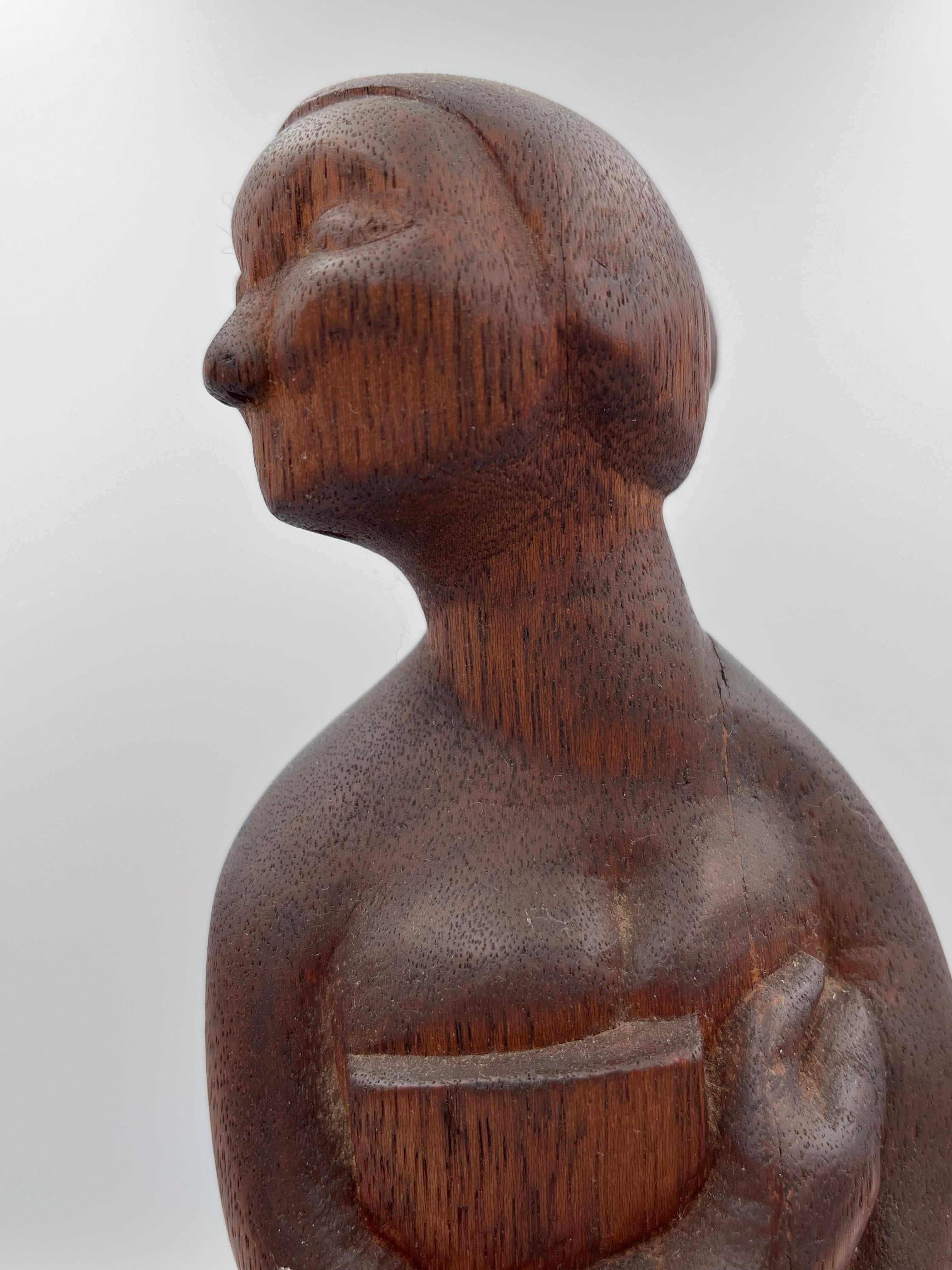 Sculpture moderniste de nu en bois et marbre sculptée à la main Style de Ferdinand Parpan en vente 6