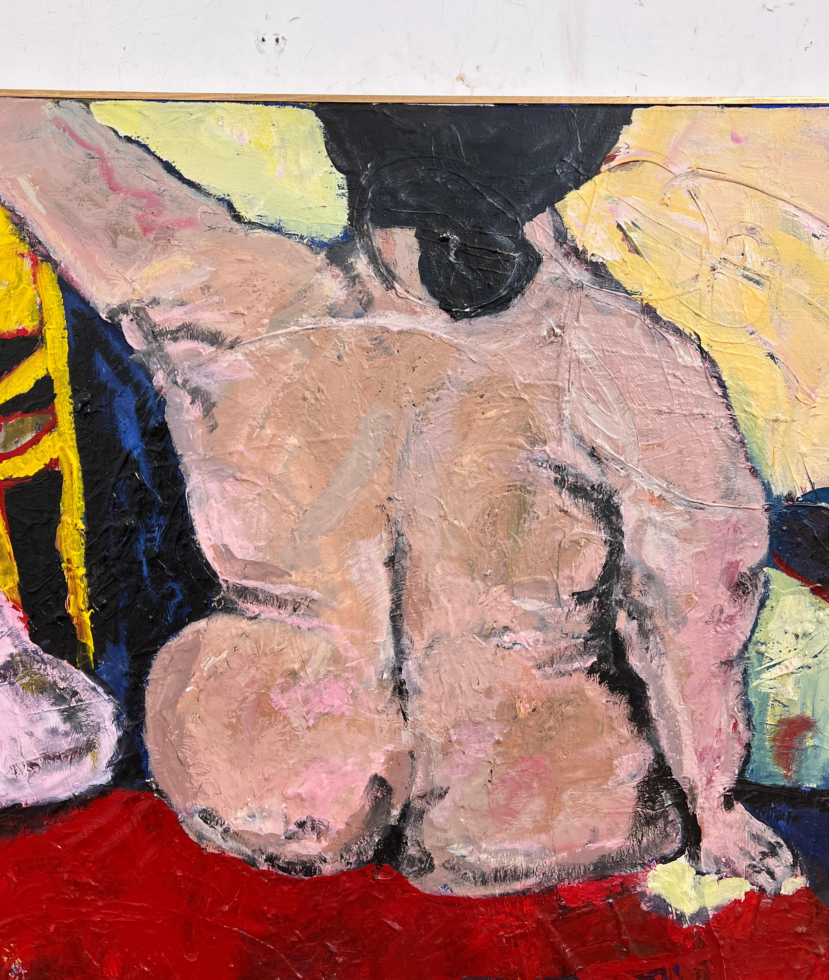 A large scale modernist nude on canvas signed Porter, dated 1983.