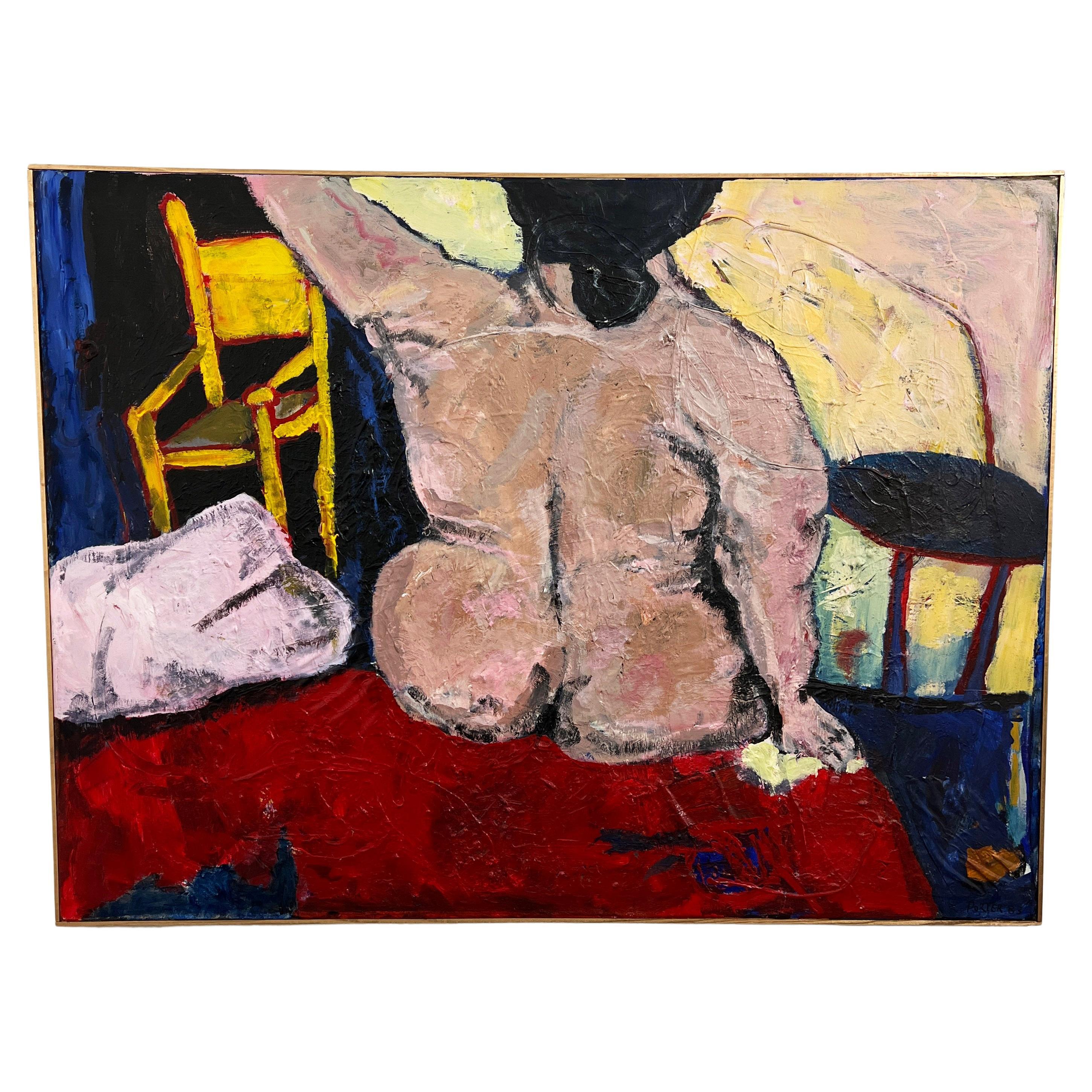 Modernist Nude Portrait of a Lady, Signed Porter, Dated 1983 For Sale