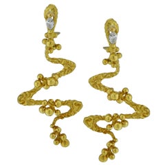 Modernist Nugget Diamond Dangle Earrings