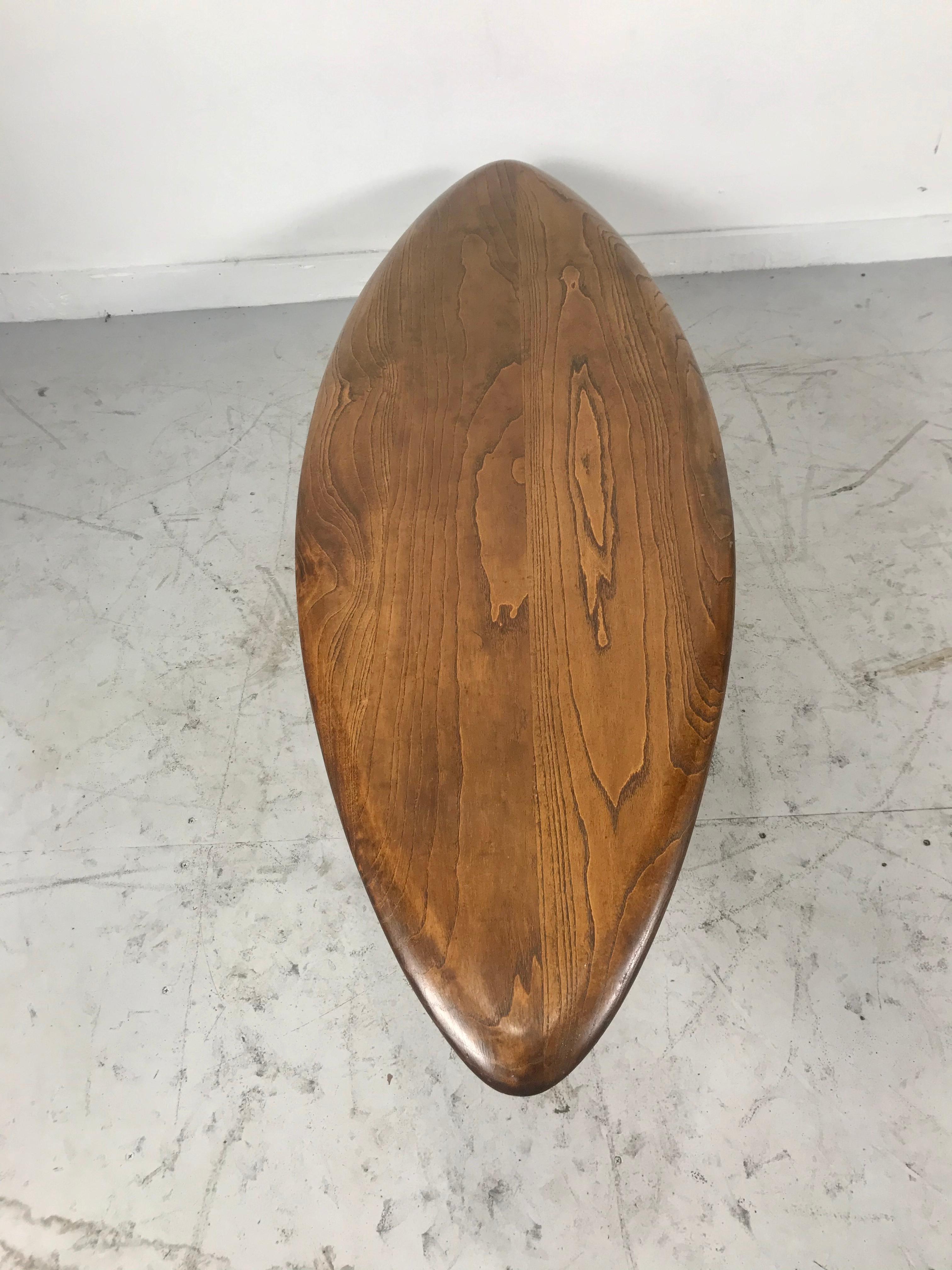 Modernist Oak and Aluminum Surfboard Coffee/Cocktail Table, John Keal Attributed In Good Condition In Buffalo, NY