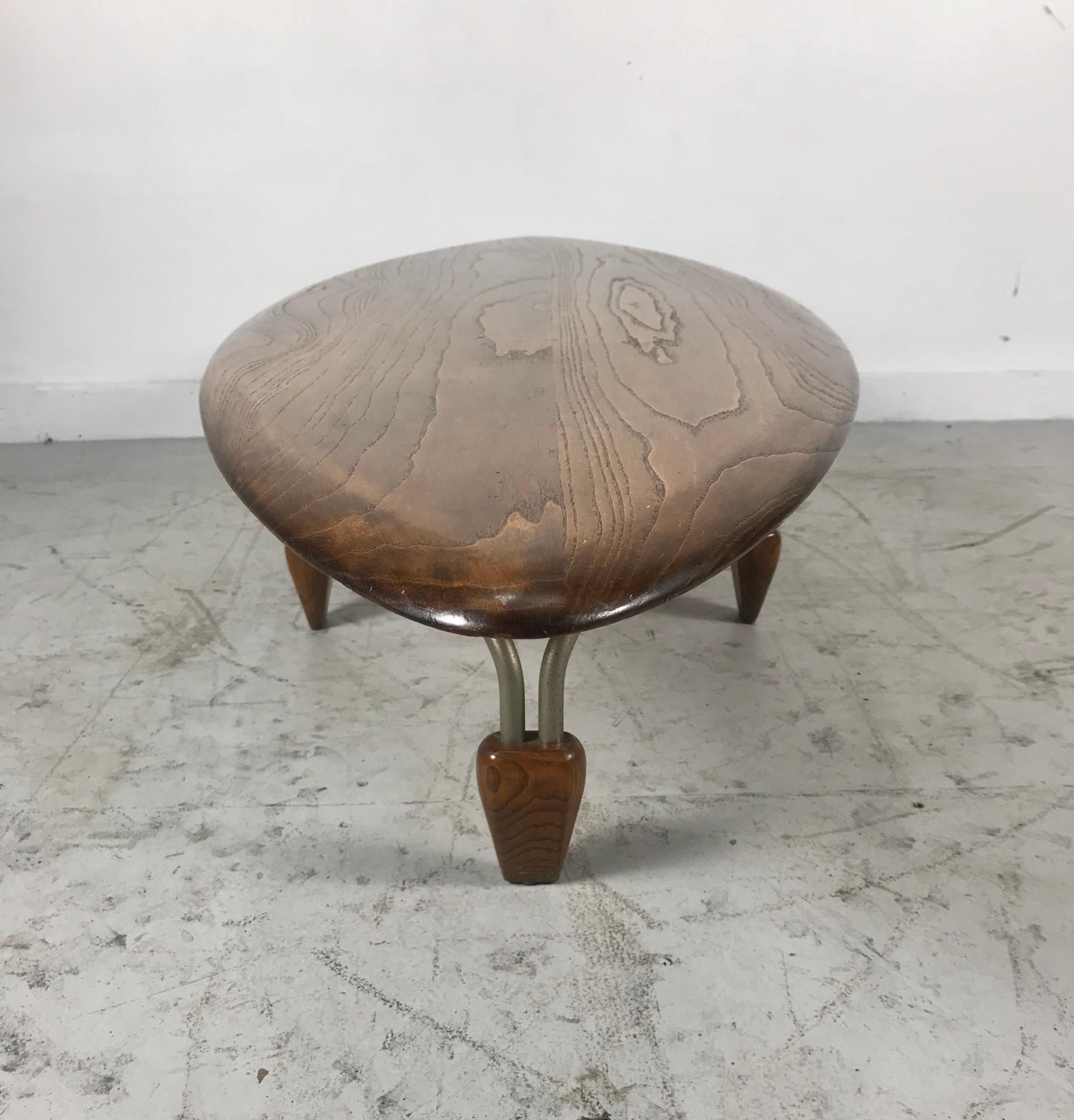 Mid-20th Century Modernist Oak and Aluminum Surfboard Coffee/Cocktail Table, John Keal Attributed