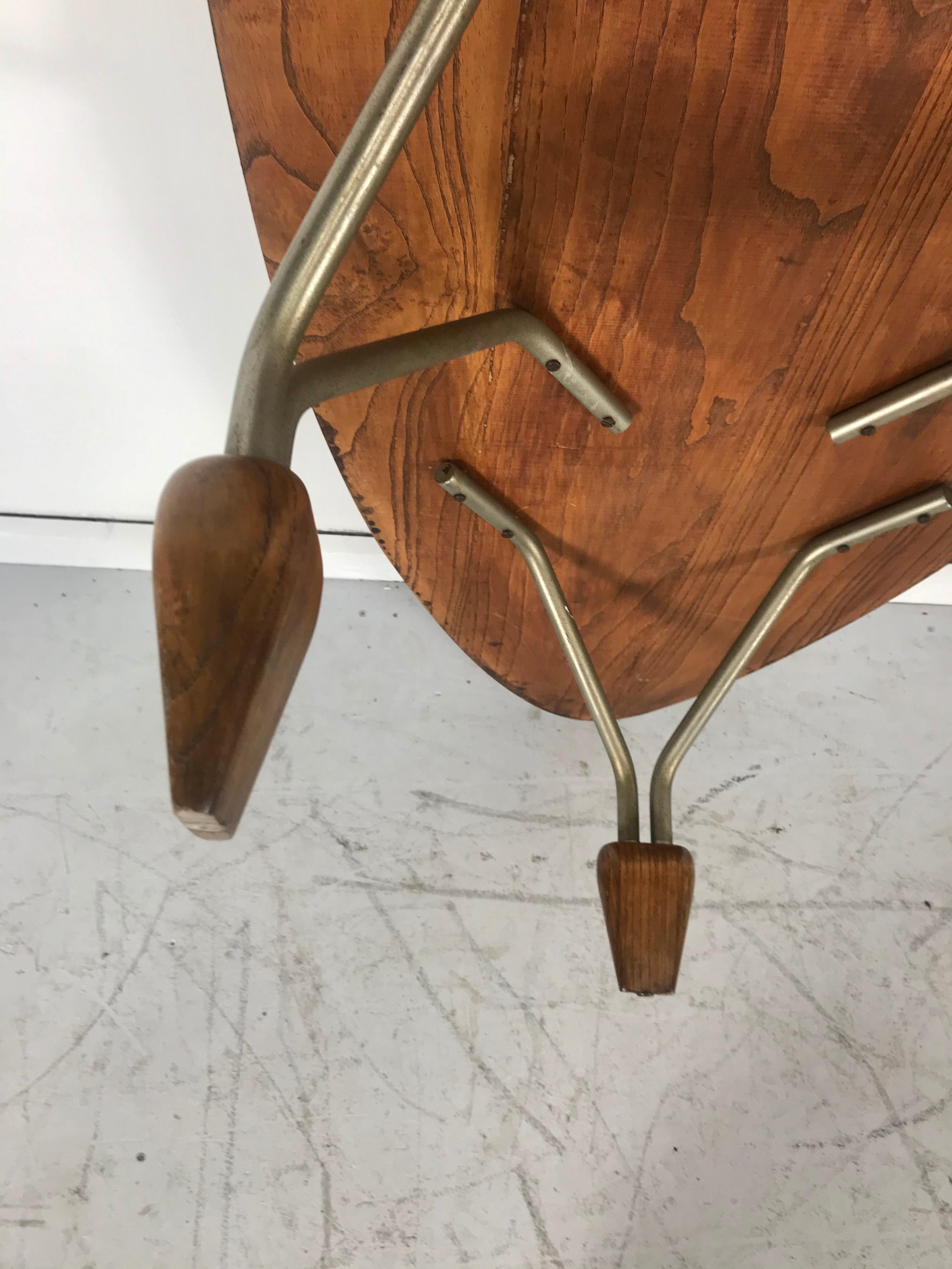 Modernist Oak and Aluminum Surfboard Coffee/Cocktail Table, John Keal Attributed 2