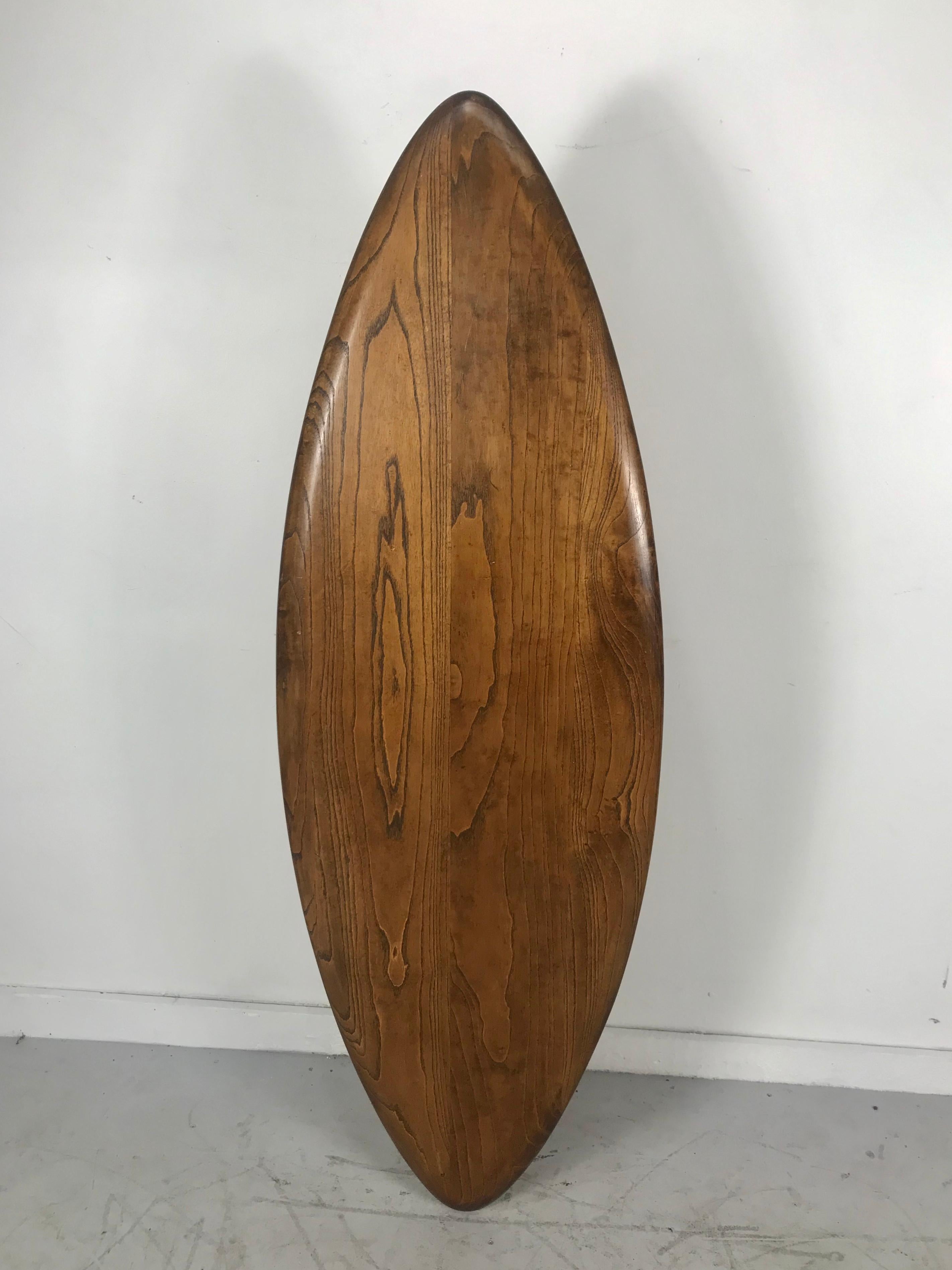 Modernist Oak and Aluminum Surfboard Coffee/Cocktail Table, John Keal Attributed 3