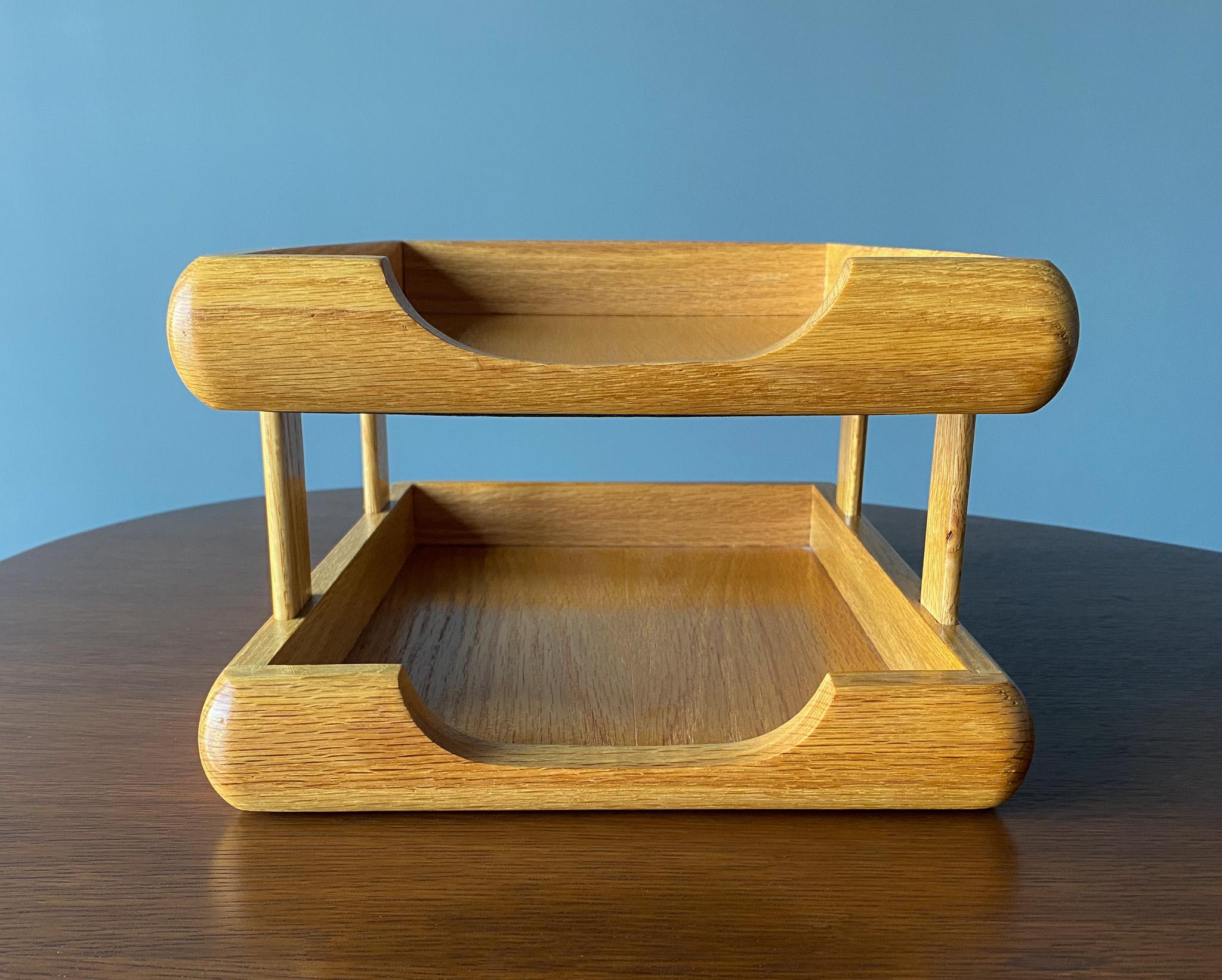 Post-Modern Modernist Oak Letter Tray, 1980's  For Sale