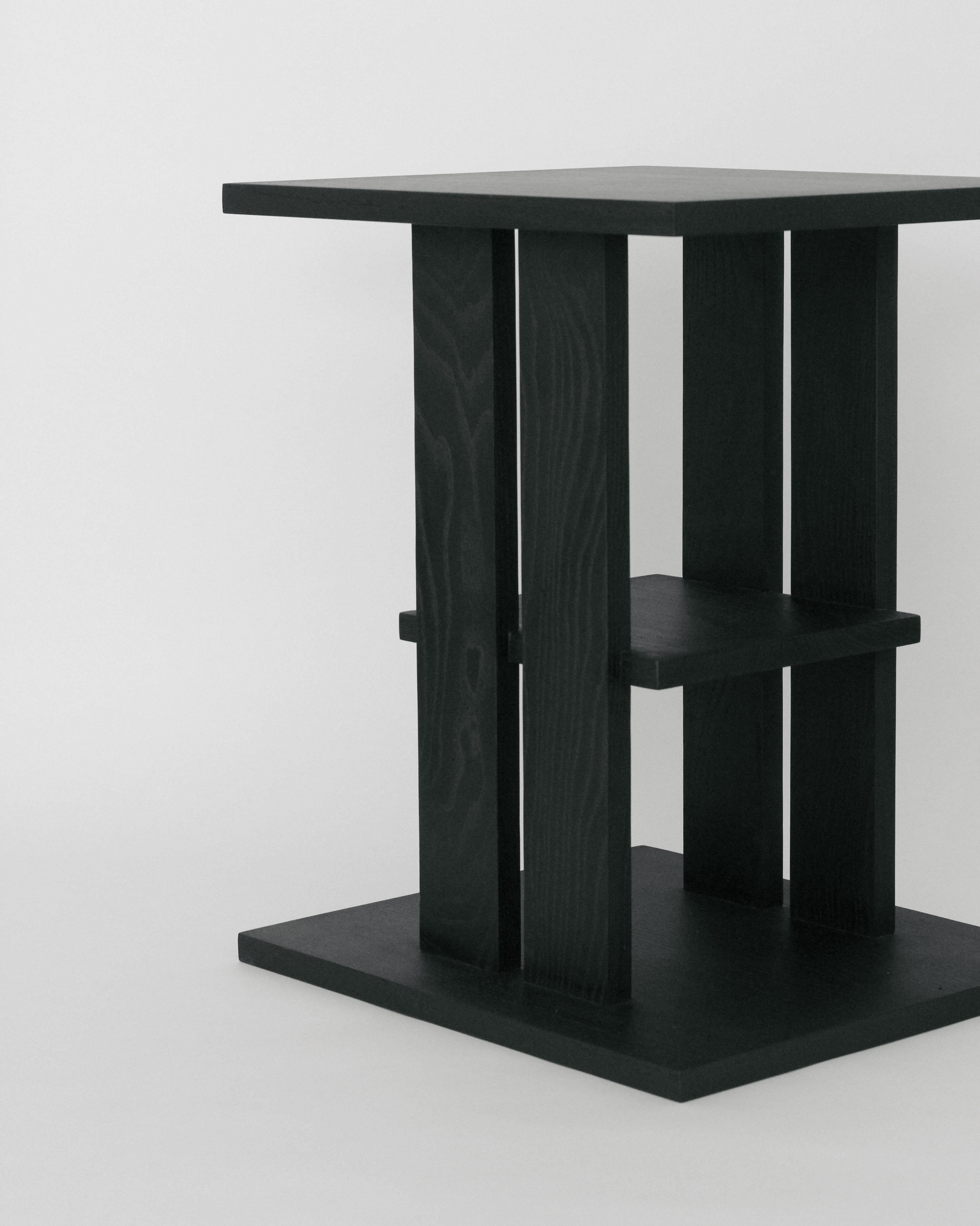 American Modernist Oak Side Table, Ebonized Black, 2024  For Sale