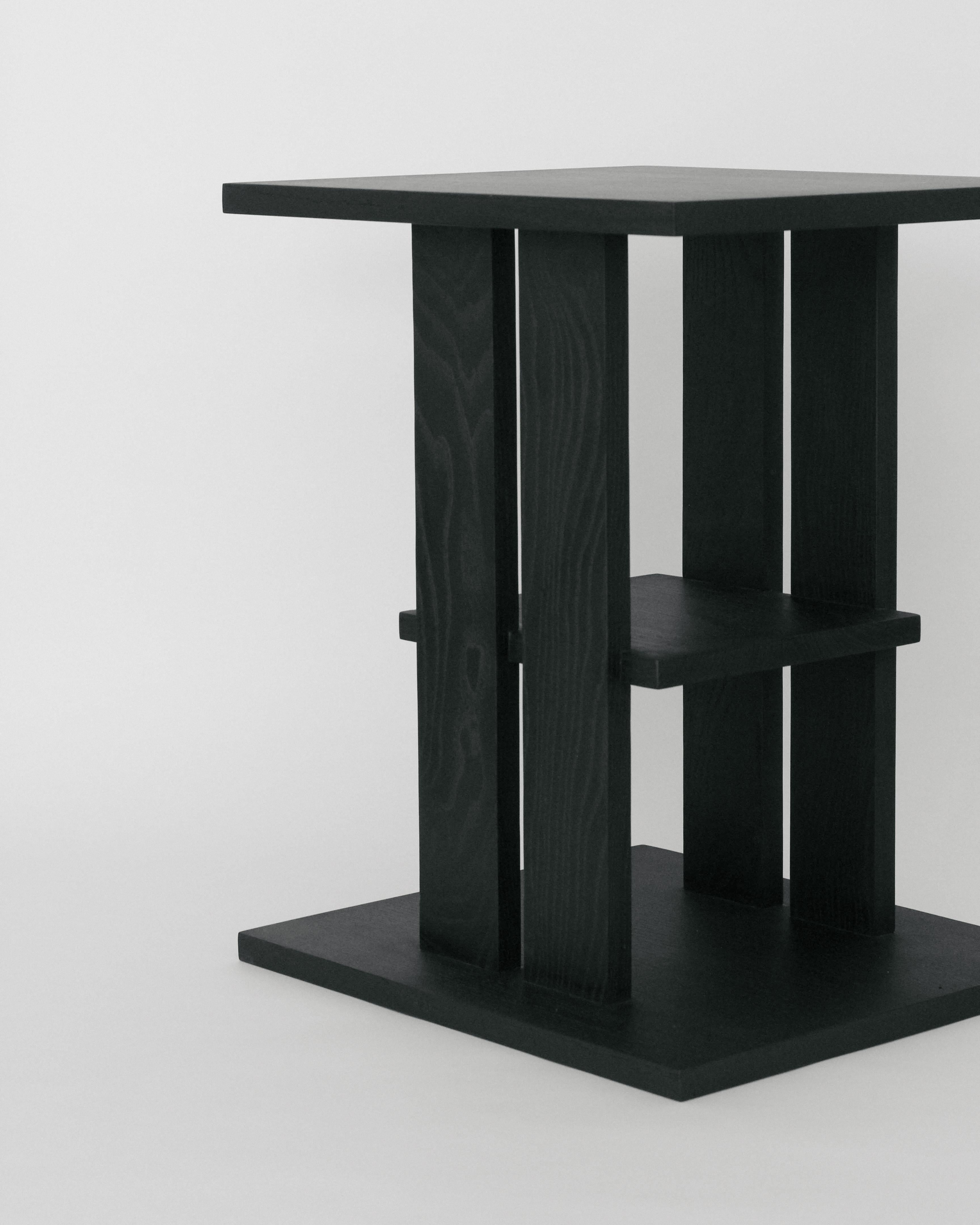 American Modernist Oak Side Table, Ebonized Black, 2024 For Sale
