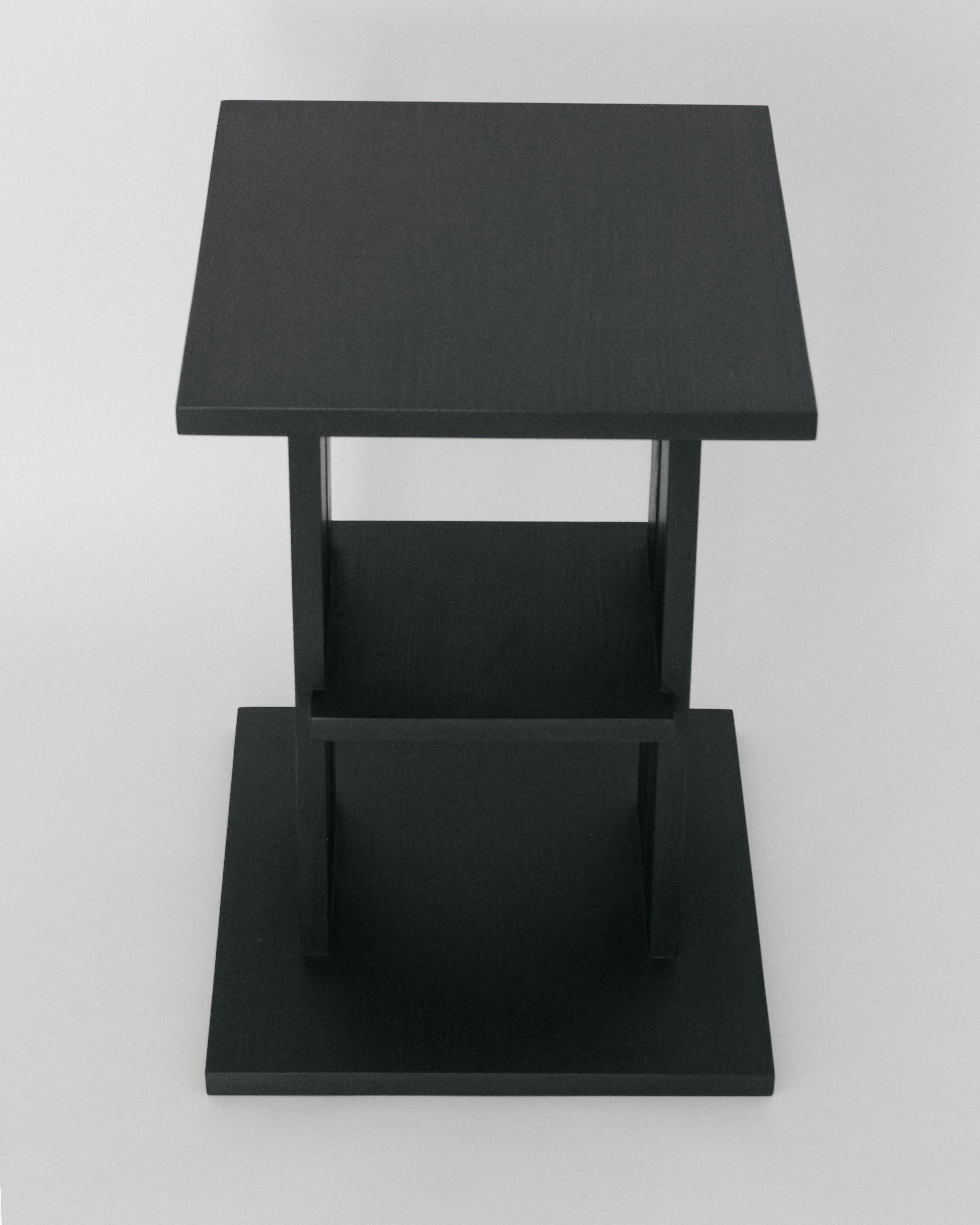 Modernist Oak Side Table, Ebonized Black, 2024 In New Condition For Sale In Los Angeles, CA