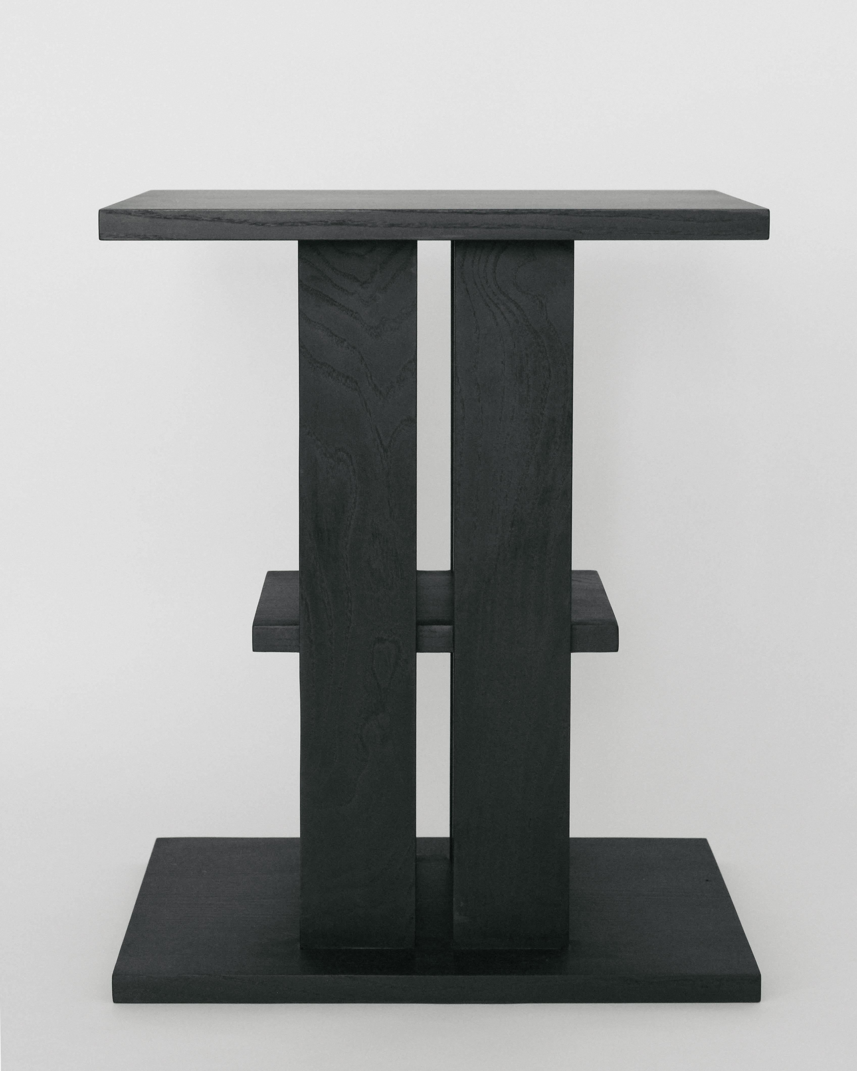 Contemporary Modernist Oak Side Table, Ebonized Black, 2024 For Sale