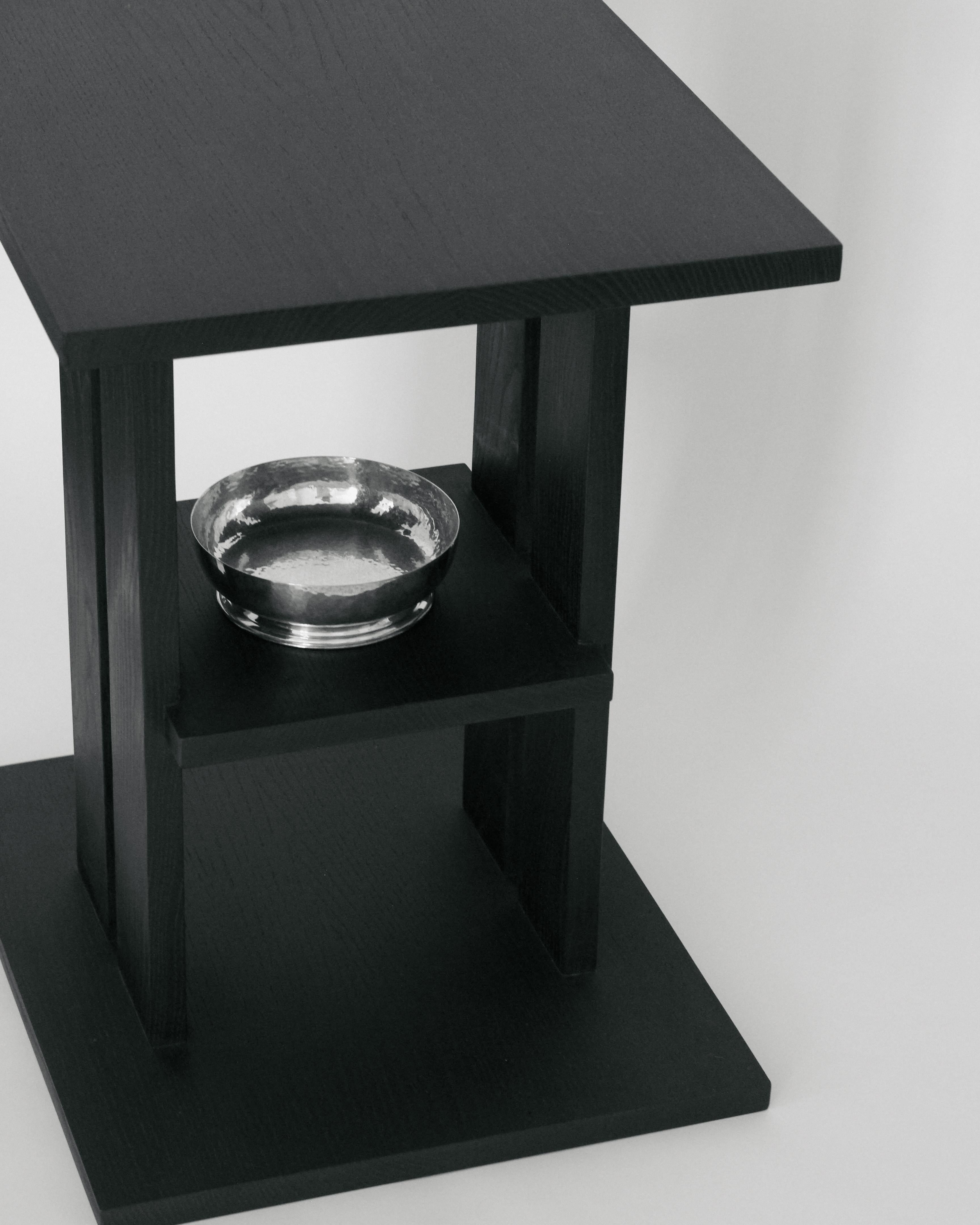 Modernist Oak Side Table, Ebonized Black, 2024  For Sale 1
