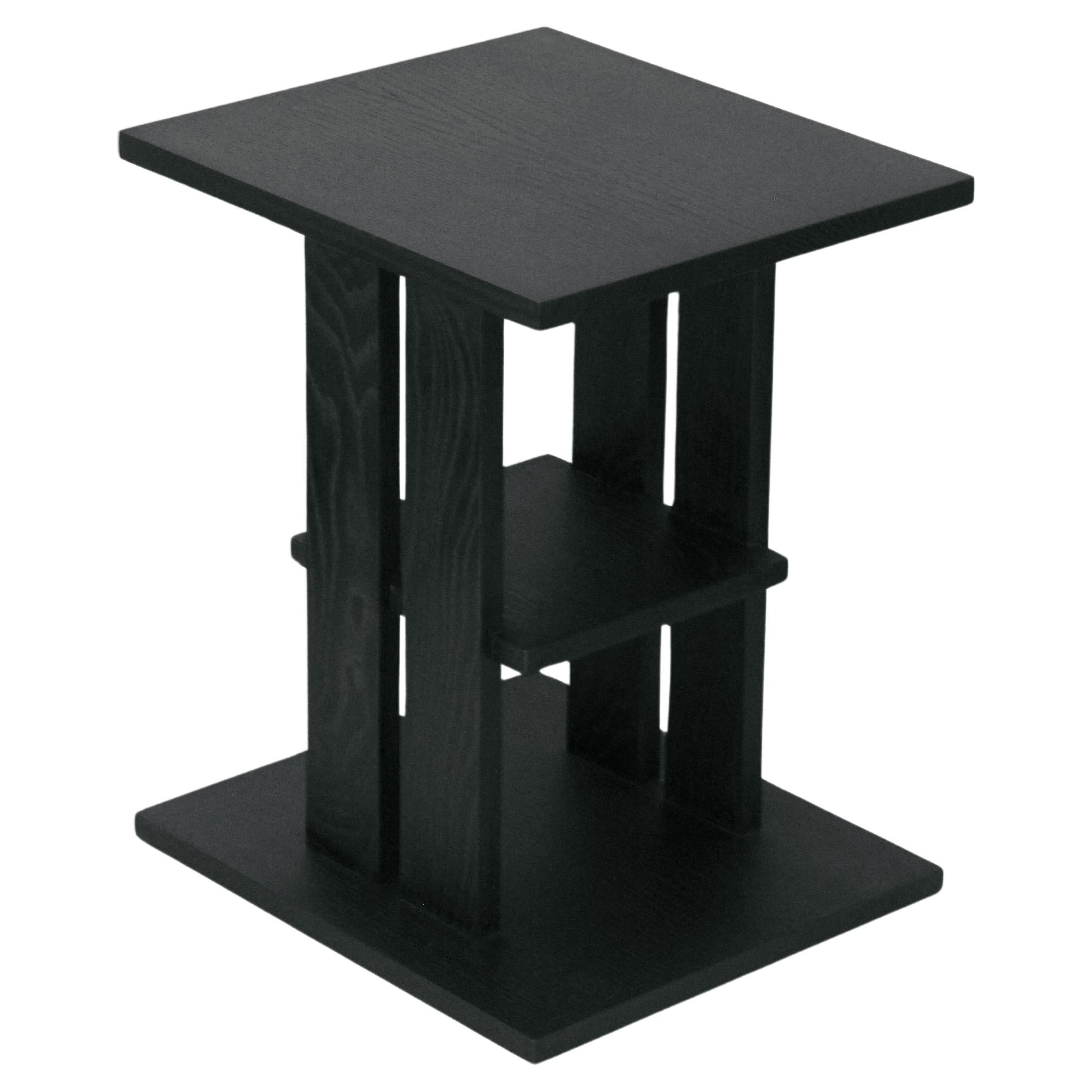 Modernist Oak Side Table, Ebonized Black, 2024  For Sale