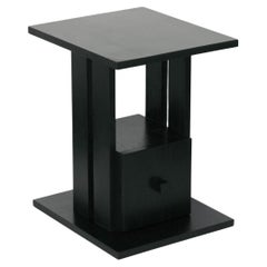 Modernist Oak Side Table with Drawer, Black Lacquer, 2024 