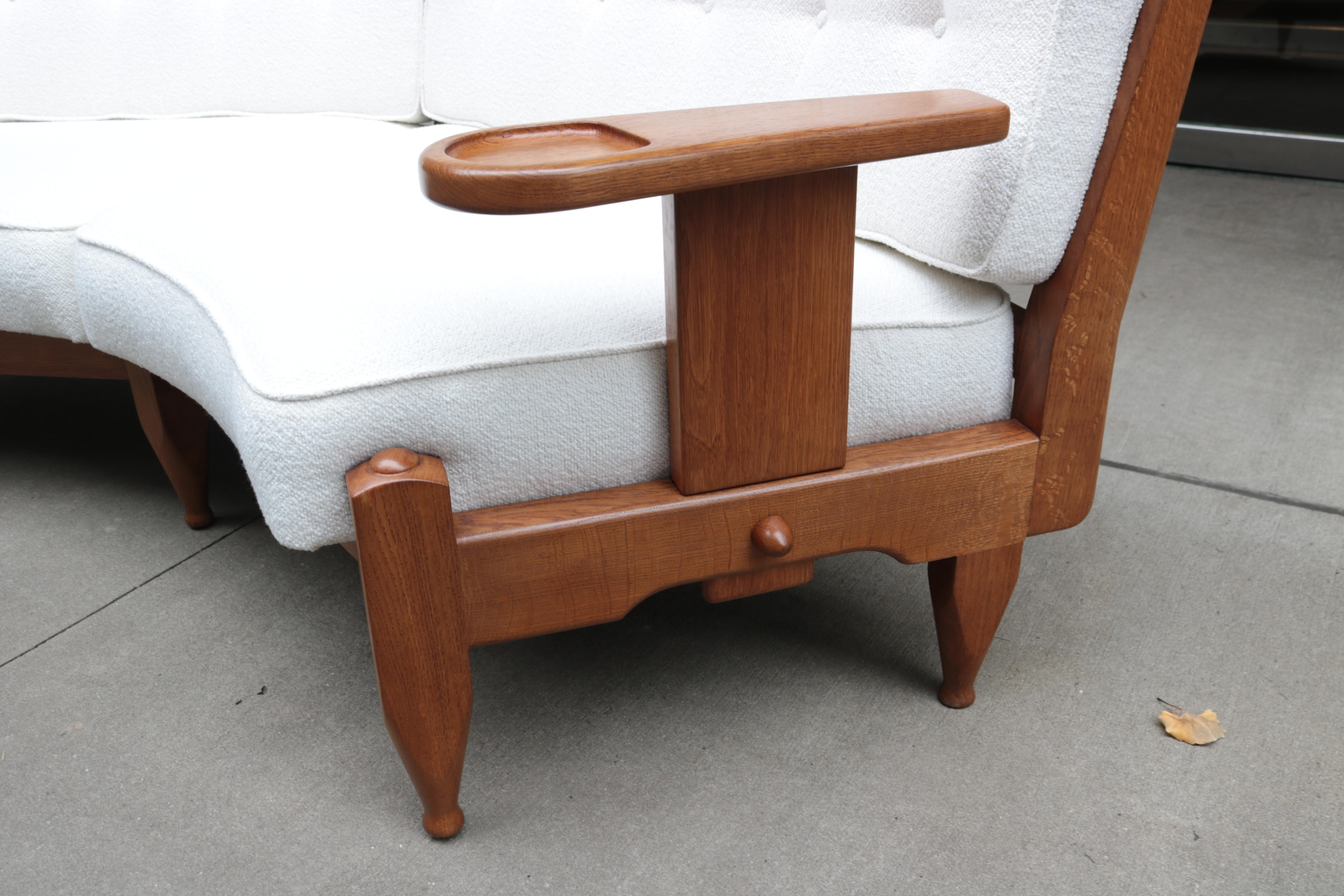 Modernist Oak Sofa Designed by Guillerme et Chambron For Sale 6